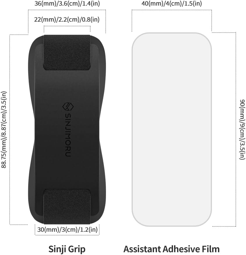 Sinjimoru Silicone Mobile Phone Grip with Stand, Cell Phone Stand for Desk & Secure Iphone Holder Strap for All Smartphone. Sinji Grip Silicone Black