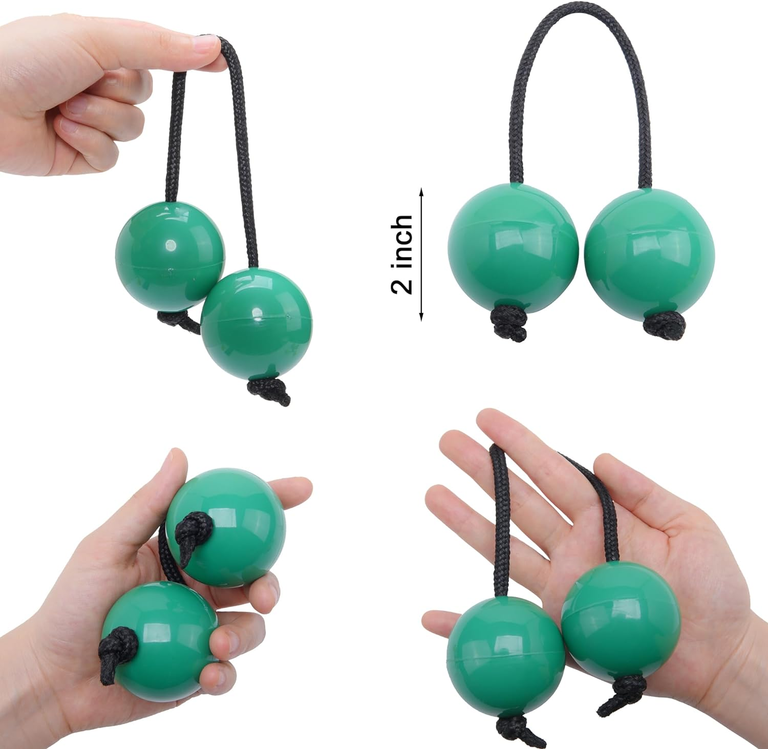 MGTECH 2 Pairs Aslatua Shakers, Kashaka Musical Percussion Instrument African Asalato Shaker Rhythmic Balls, Green - Yellow image number 4