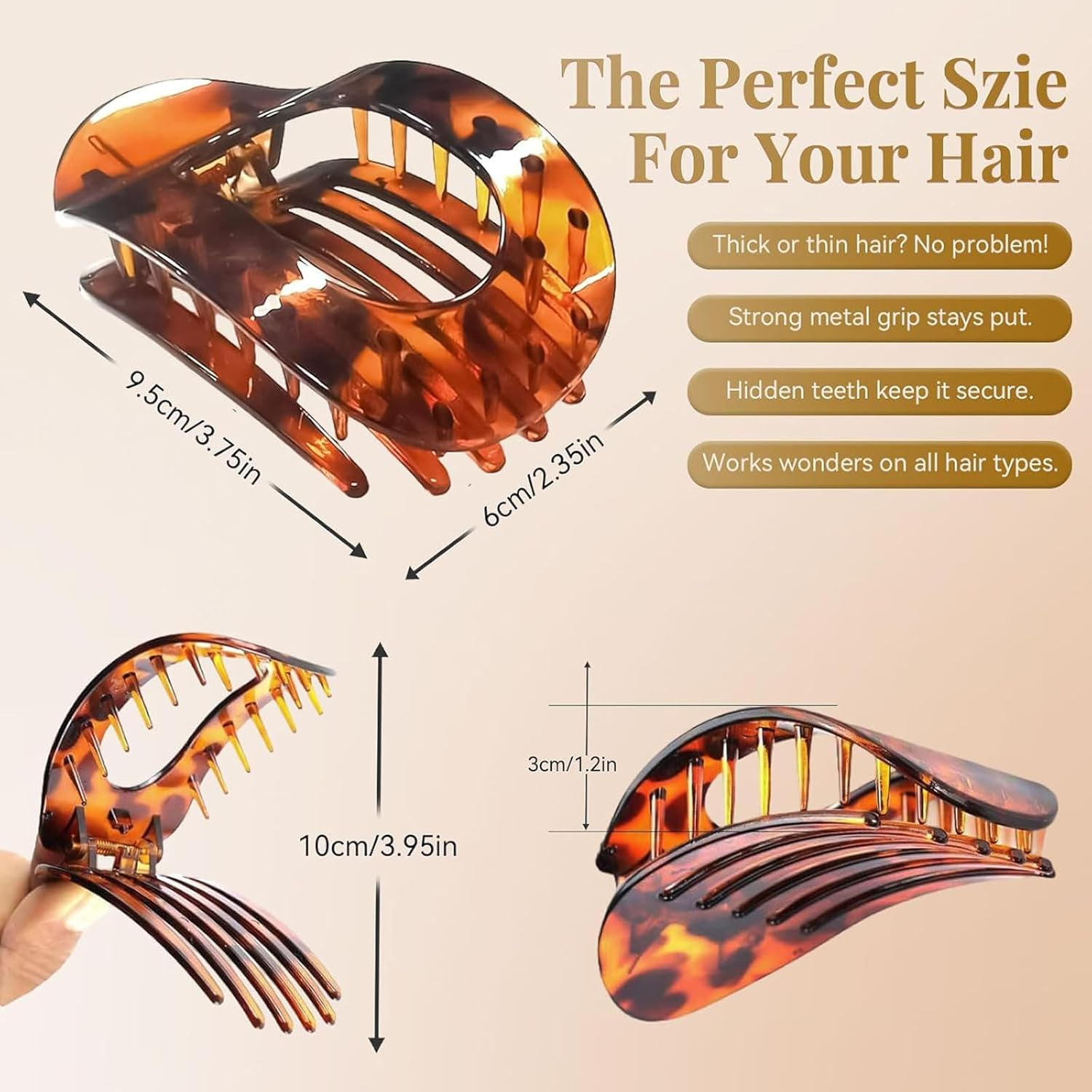 Pack of 4 Flat Hair Clips for Women, Hair Clips for Thin Hair, Duck Bill Shape Hair Clips for Women Girls Thick Thin Hair Styling Hair Clips image number 4