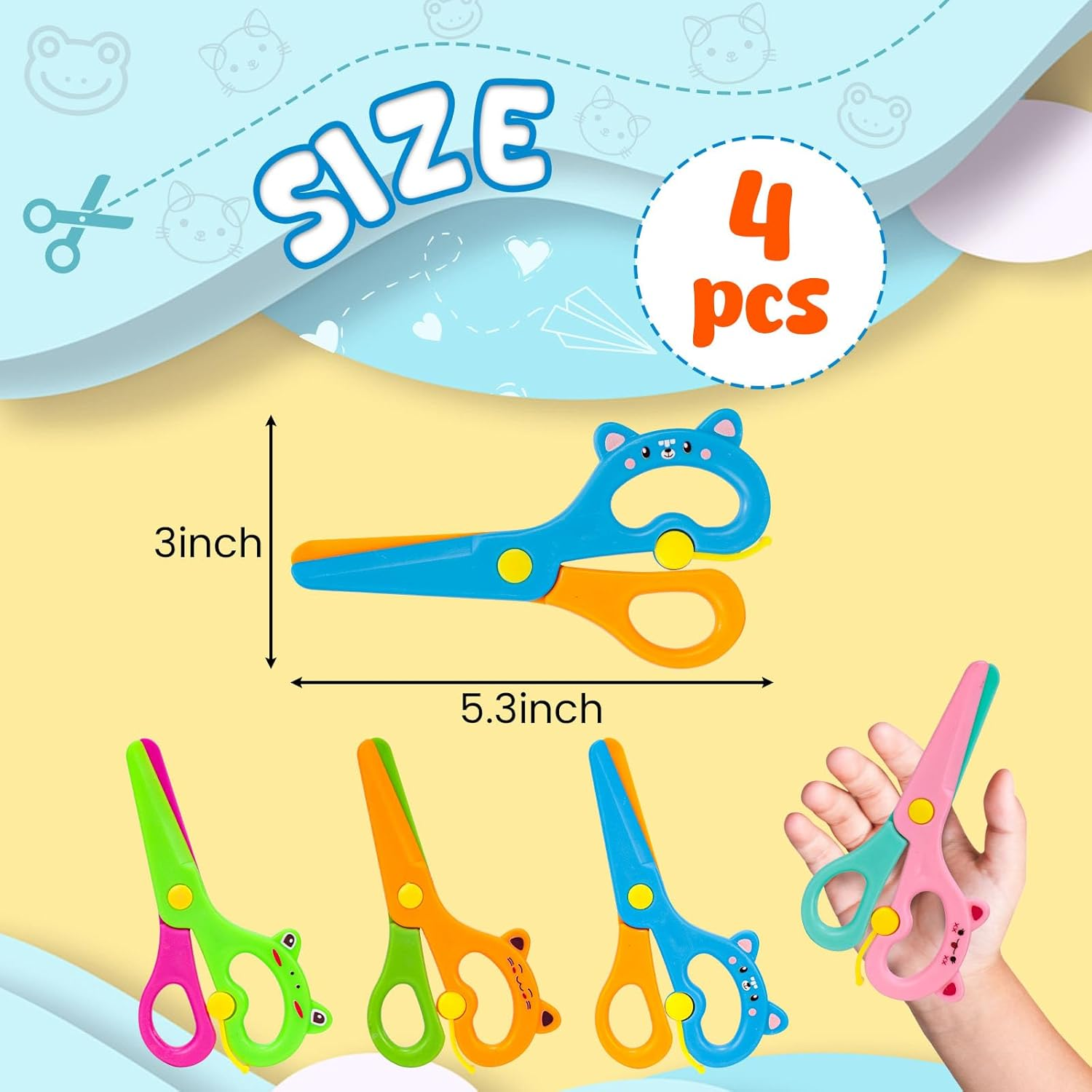 LOVESTOWN Kids Scissors 4 PCS Set - Pre-School Training Tool, Age 3+, Safe Rounded Tip Design, Must-Have for Toddler Arts and Crafts image number 2