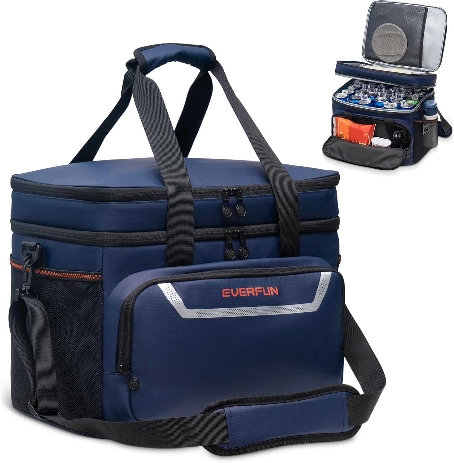 EVERFUN Insulated Cooler Bag Dual Compartments Soft Lunch Bag for Men Women Lunch Box 24 Can Collapsible Waterproof Leak-Proof Lunch Coolers for Work Office