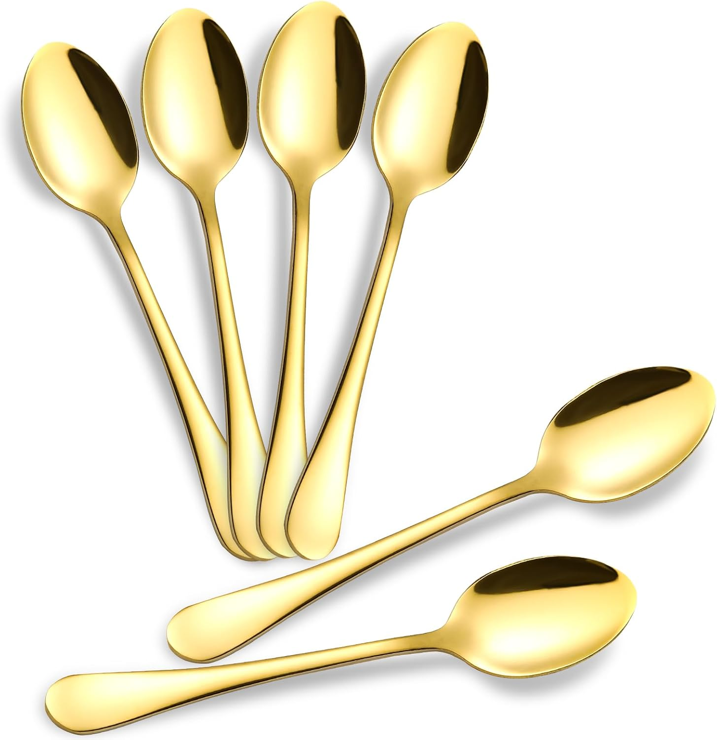 Tiokin 6 Pcs Teaspoons Set, 12Cm Coffee Spoons, Espresso Spoons, Stainless Steel Small Spoons Set for Coffee, Tea, Dessert, Appetizer, Ice Cream, Dishwasher Safe Use for Home, Cafe