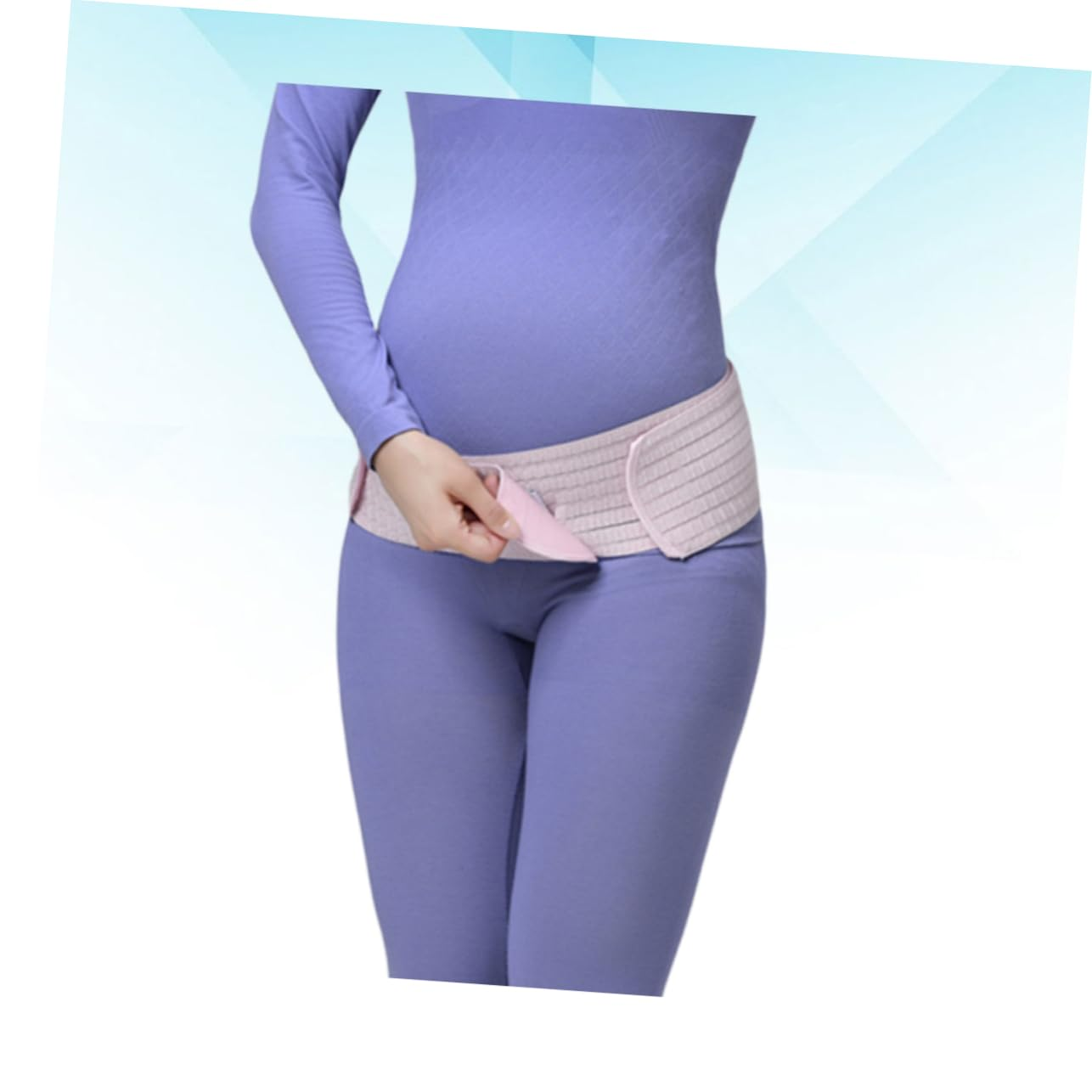 Pregnant Women Belly Band and Postpartum Pelvic Support Belt Breathable Dual-Layer Abdominal Band Pregnancy Protector Pink Free Size image number 4