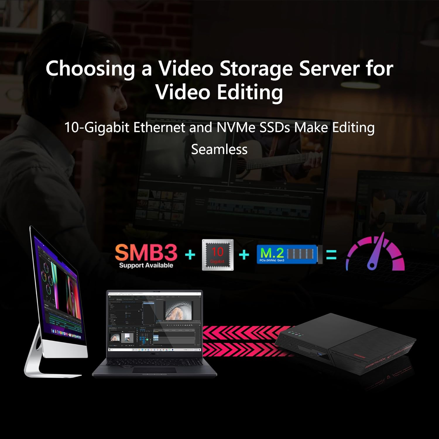 Asustor FLASHSTOR 6 Gen2 FS6806X, 6 Bay All M.2 SSD NAS Storage, AMD Ryzen Quad Core 2.3Ghz, 8GB RAM DDR5, 6 M.2 SSD Slots, 10Gbe Port, USB4 Type-C, Network Attached Storage (Diskless)