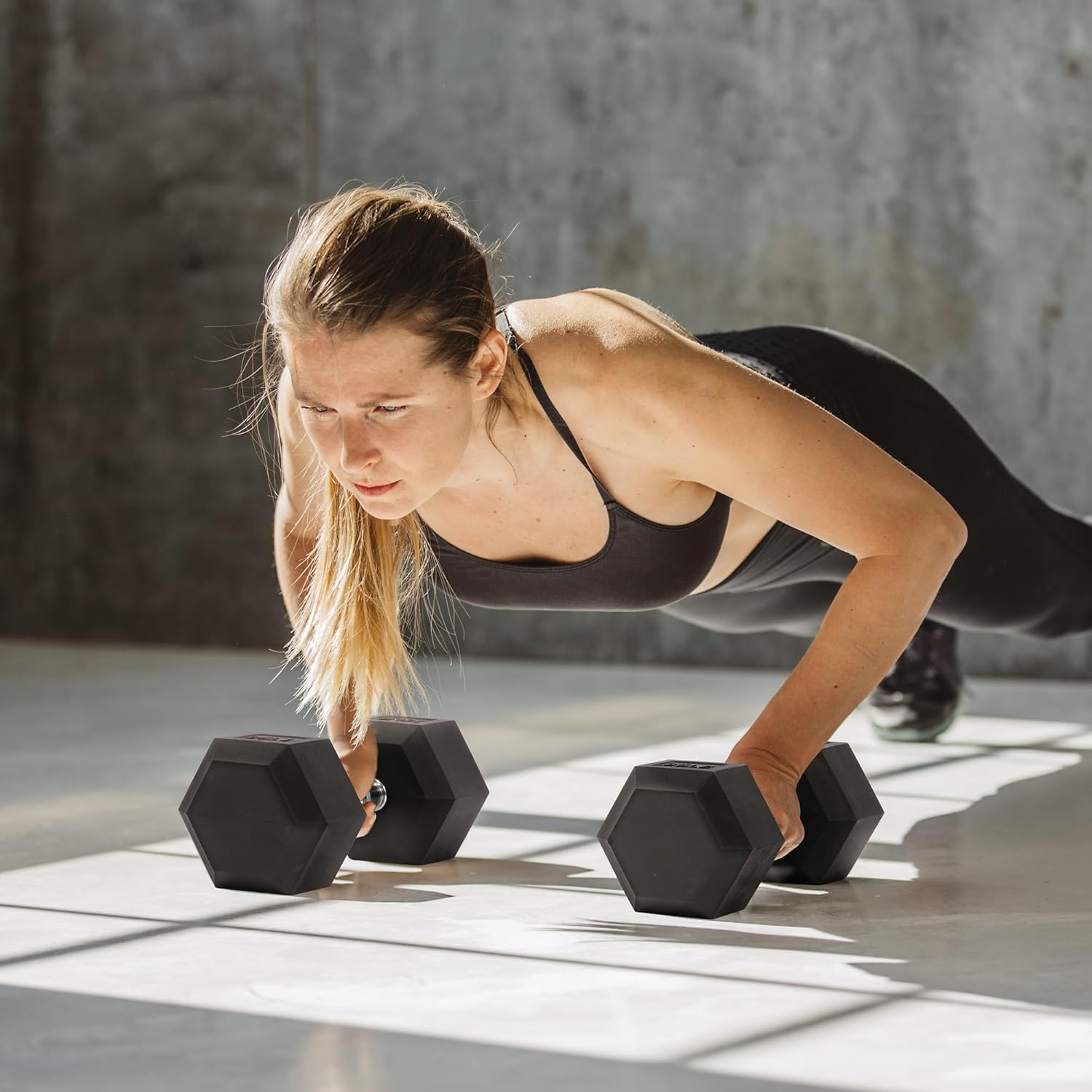 Balancefrom Rubber Encased Hex Dumbbell in Pairs, Singles or Set image number 5
