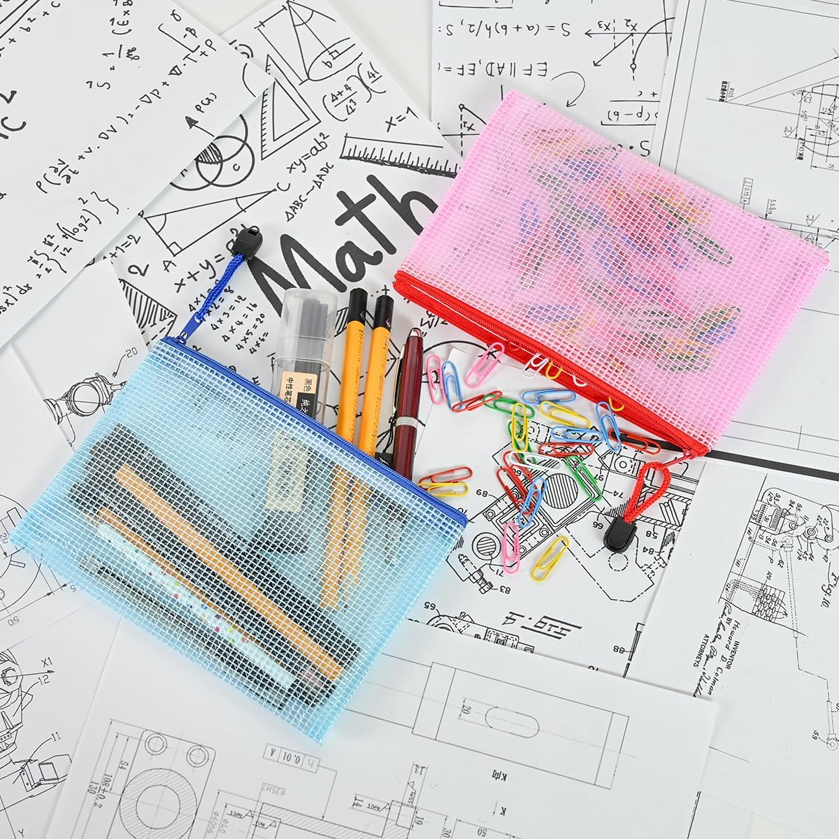 AUSTARK 20Pcs Mesh Zipper Pouch Bags, Multipurpose Waterproof Organization Storage Bag for Office School Home Travel (B6 Size 7.6''X5.3'', Multicolored) image number 3