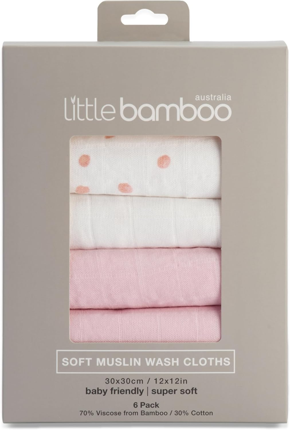 Little Bamboo Muslin Baby Face Washer Cloths 6 Pack - Natural