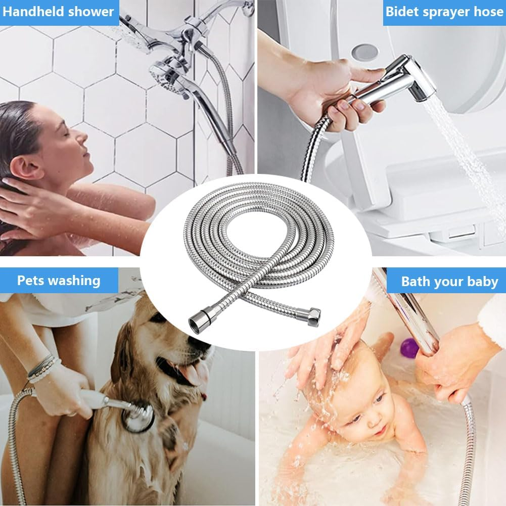 Vekol Shower Hose 1.5M/59Inch Stainless Steel Shower Head Hose Replacement Handheld Shower Head with Brass Fittings, Flexible Hose Extension, Universal Shower Hose Replacement (1.5 Meter) (1.5 Meter) image number 2
