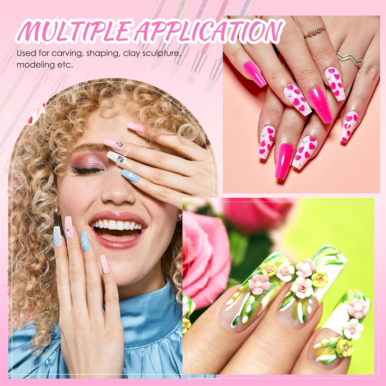 Hanyousheng 5Pcs Silicone Nail Tool, Nail Dotting Tool, Nail Art Tools, Nail Art Brush, Nail Brush for Nail Art, Nail Brush for Dotting, for Nail Polish Brush Dotting Salon Tool Set image number 1