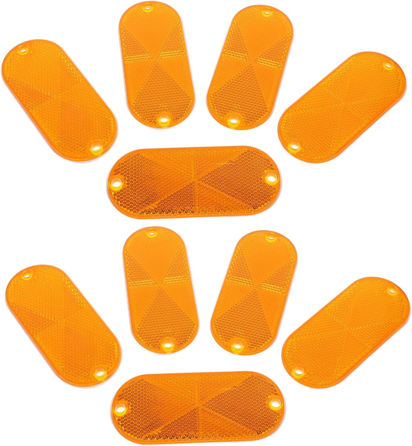 10Pcs Oval Amber Trailer Reflectors for Driveway Fence and Mailbox Self-Adhesive High Visibility Reflective Stickers for Cars Bikes Boats Easy Installation image number 4