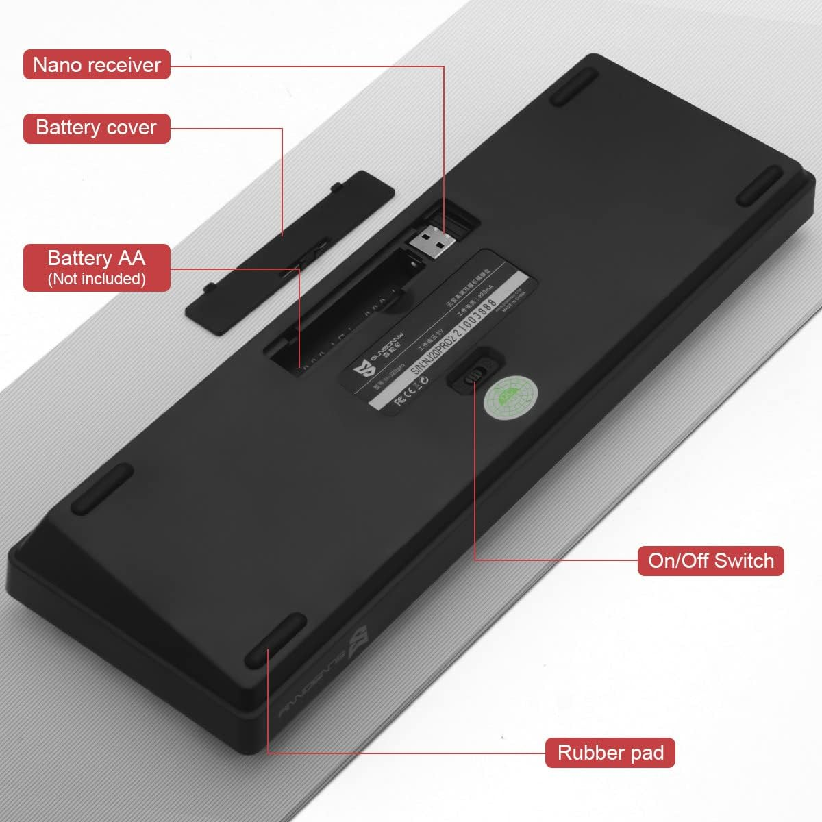 Qisan Mechanical Gaming Keyboard, Dual Mode 2.4G/BT Wireless, 60% Layout, US Layout, Red Switch, 68 Keys, Computer Keyboard, Gaming Pc, Wireless Gaming Keyboard image number 4