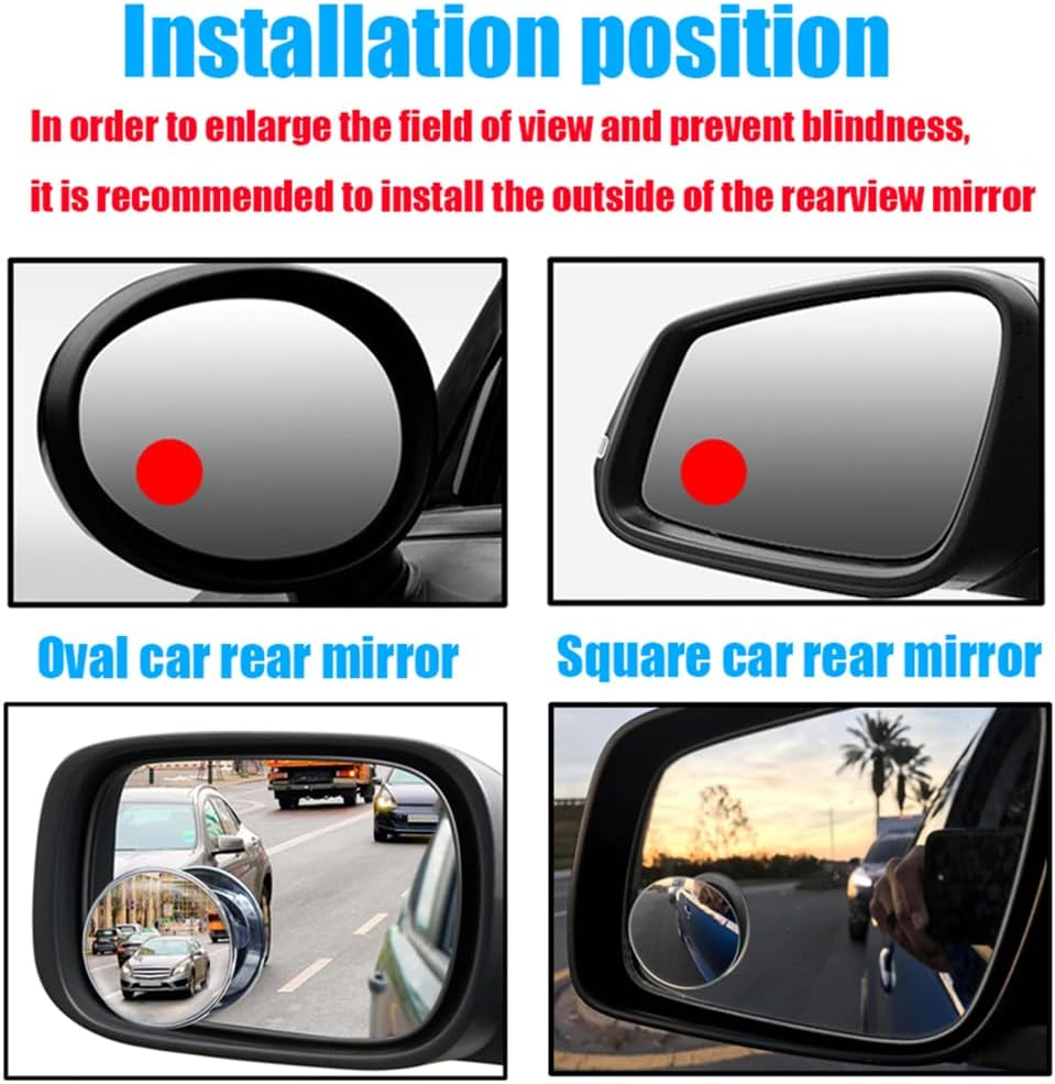 Yakamoz 2Pcs Blind Spot Mirror, 2" round HD Glass Frameless Convex Rear View Mirrors Adjustable 360&deg;Rotate Wide Angle Exterior Accessories for All Universal Vehicles Car image number 1