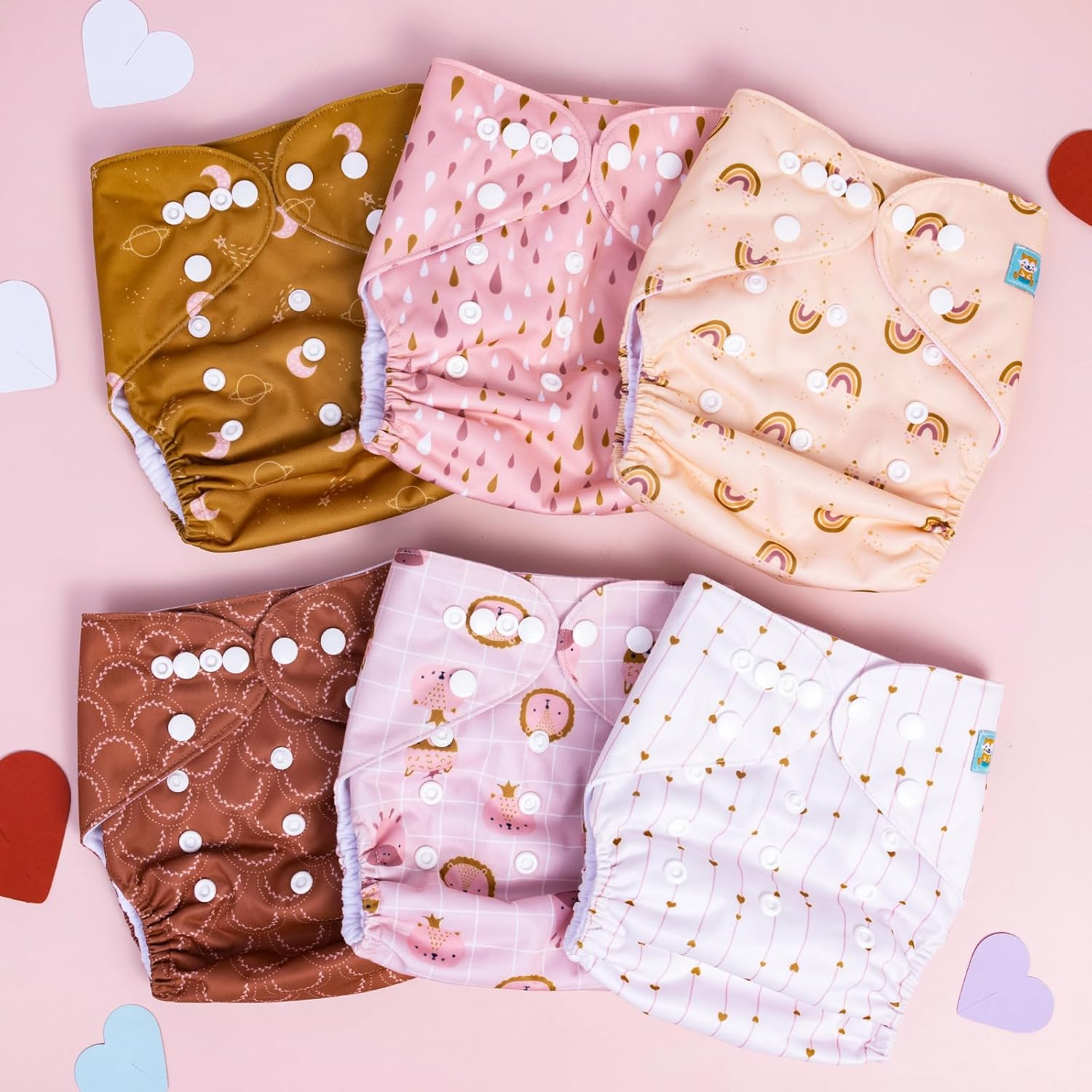 ALVABABY Baby Cloth Diaper 6 Packs with 12 Inserts Cloth Diaper Covers Adjustable Washable Reusable for Baby Girls Boys image number 1