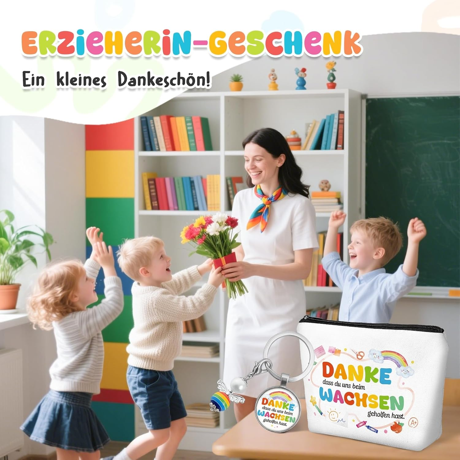 Teacher Canvas Cosmetic Bag with Keyring, 6 Sets image number 4