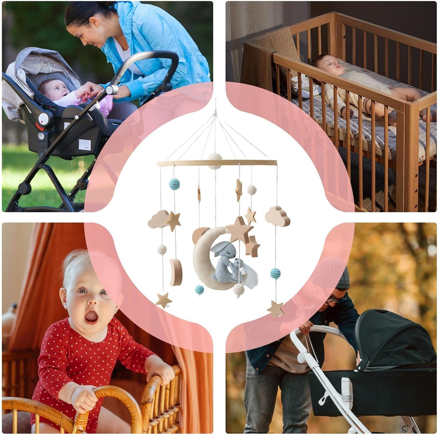 Baby Mobile for Crib,Nursery Decor Mobile | Rotatable Soothing Bed Bell for Boys Girls Baby Stroller Playpen Nursery Room New Parents Childcare Provider image number 2