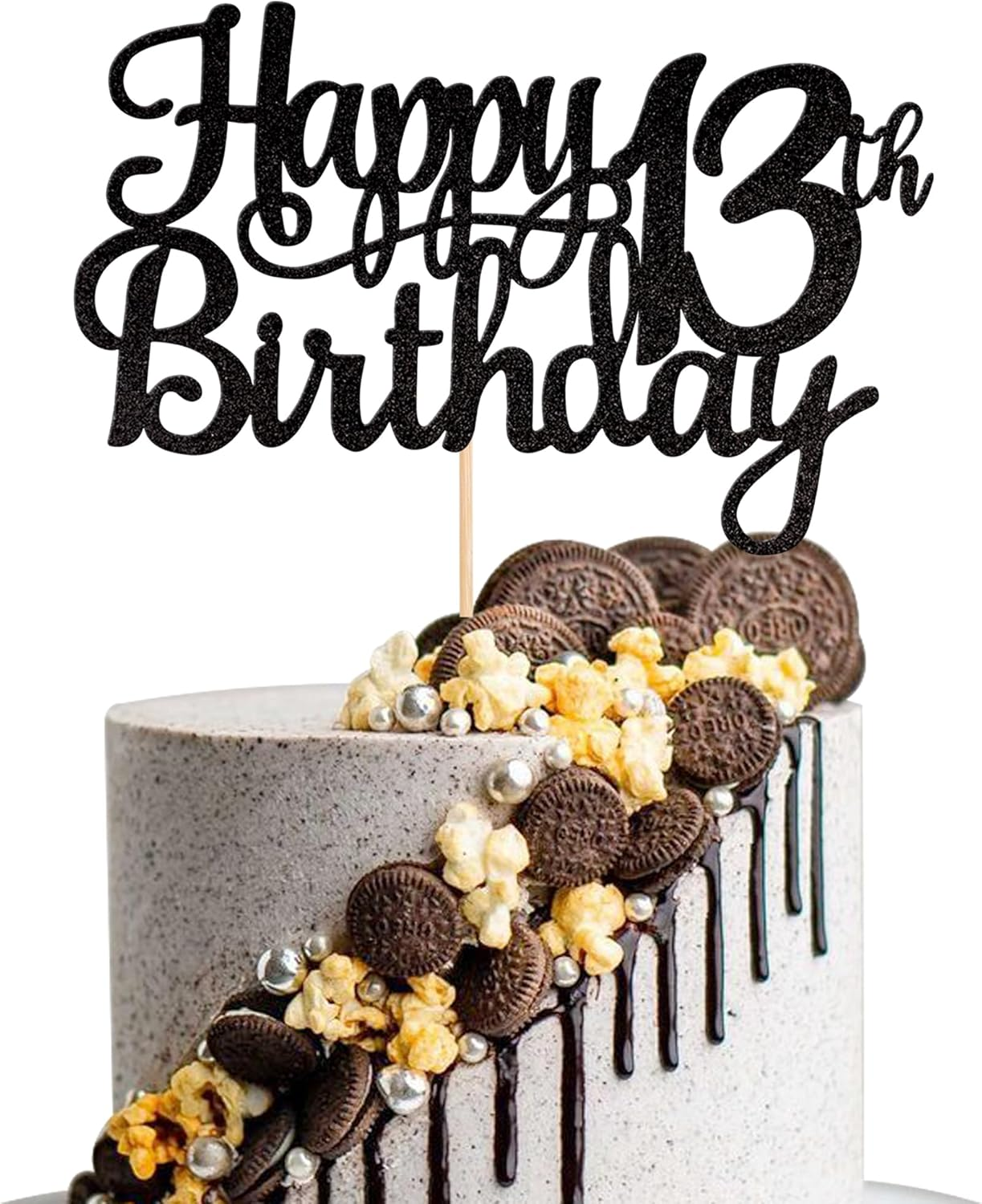 1 PACK Happy 21St Birthday Cake Topper Glitter Cheers to 21 Years Birthday Cake Pick 21 Fabulous Cake Decoration for Happy 21St Birthday Theme Party Decorations Supplies Black