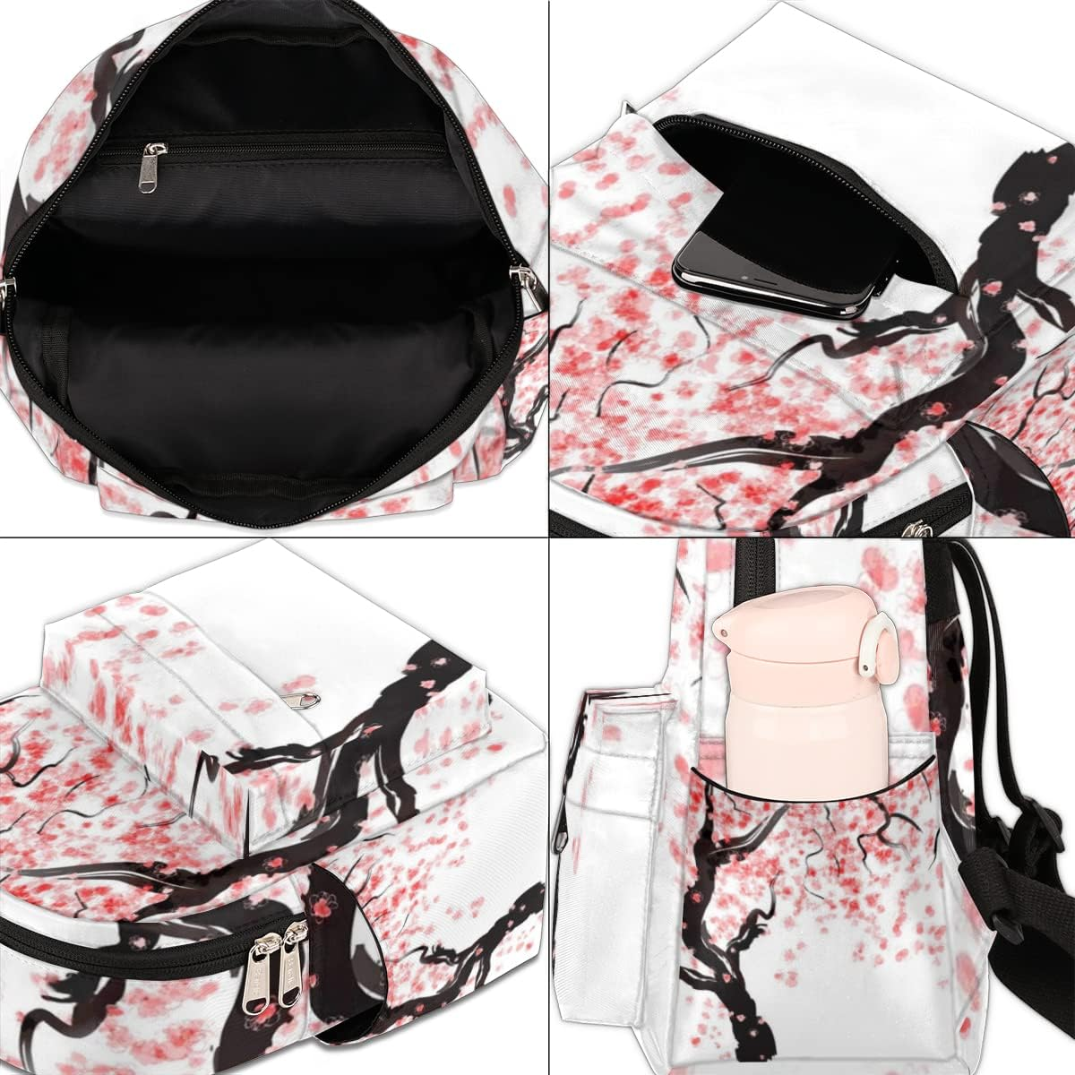Mini Backpack Purse for Women, Lightweight Small Backpack Casual Travel Bag Daypack for Girls Teens Adult Children - Cherry Blossom image number 6