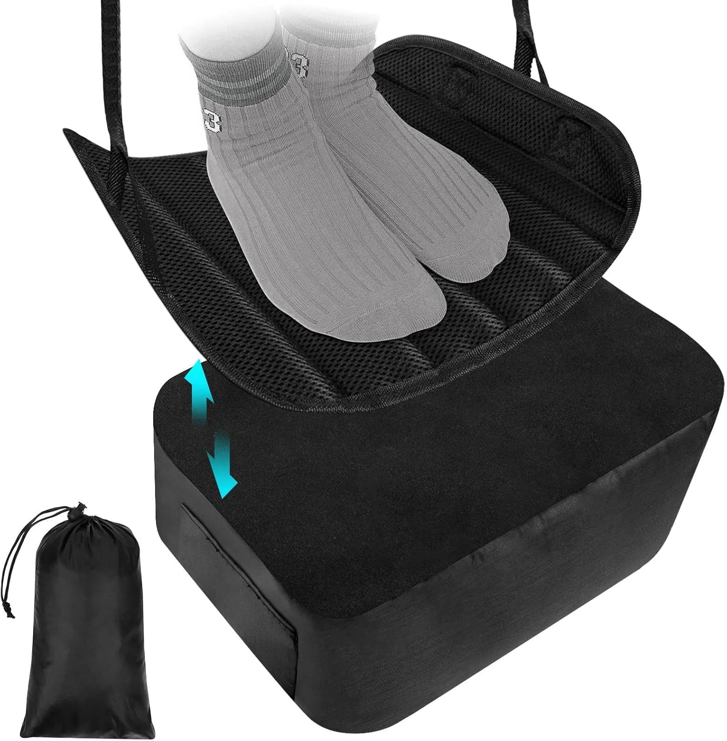 IODOO 2-In-1 Airplane Footrest Pillow - Inflatable Travel Foot Hammock & Cushioned Foot Pad for Ultimate Comfort on Flights, Travel Accessories, Portable Foot Rest for Flights image number 3