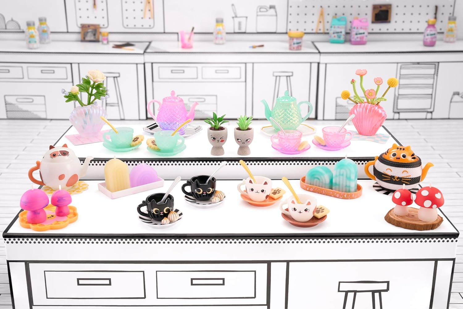 Mga'S Miniverse Make It Mini Lifestyle Series 2 - Mini Collectibles, DIY, Crafts, Resin Play, Replica Items, Moulds, Teapots, Teacups, Candles, Vase - for Collectors, Ages 8+ Years