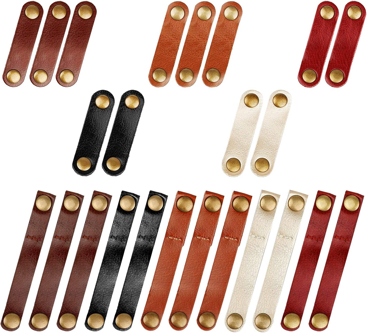 Viaky Leather Cable Straps Multi Color Handmade Leather Cord Organizer Portable Cable Tie Keeper Earphone Winder USB Cable Management (24, 5 Colors) image number 4