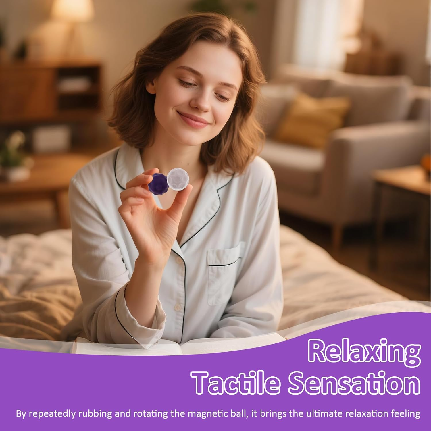 NIPUAEGO 8Pcs Magnetic Fidget Ball Toys, Magnetic Fun Compact Easy Cleaning Sensory Rolling Ball Toy for Home Office Travel (Purple) image number 6