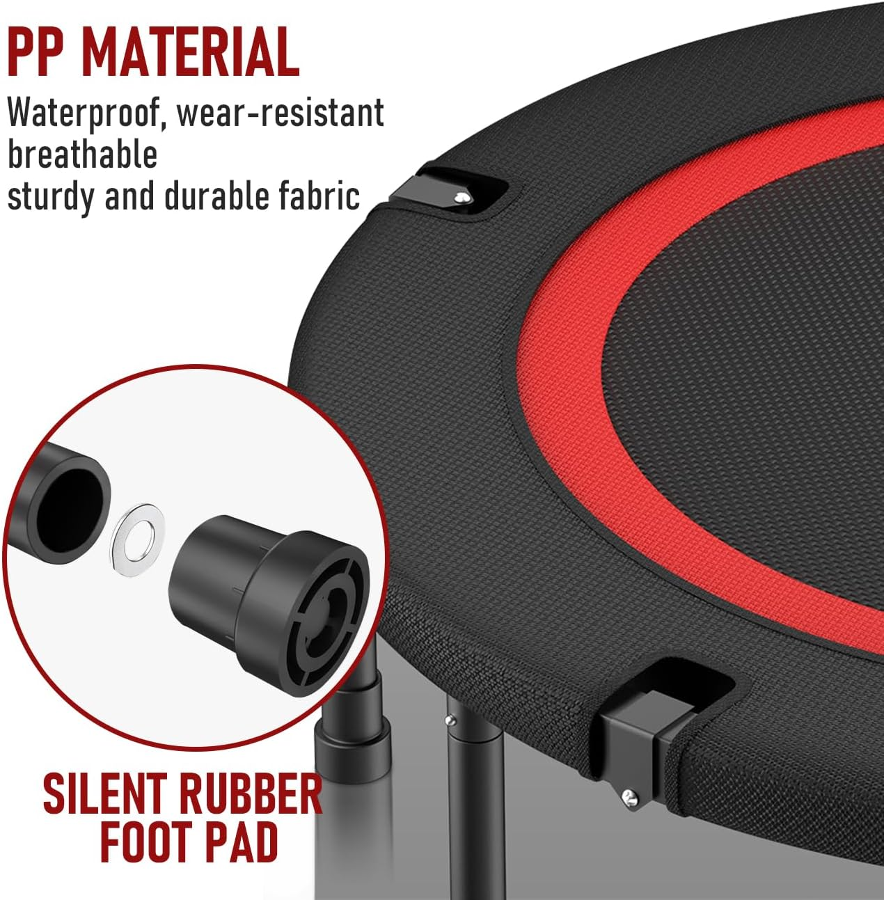 Foldable Rebounder Trampoline with Adjustable Foam Handle (4-Level Height) - Thick Steel Spring Fitness Workout for Adults, Max Load 350KG, Indoor/Outdoor Exercise image number 4