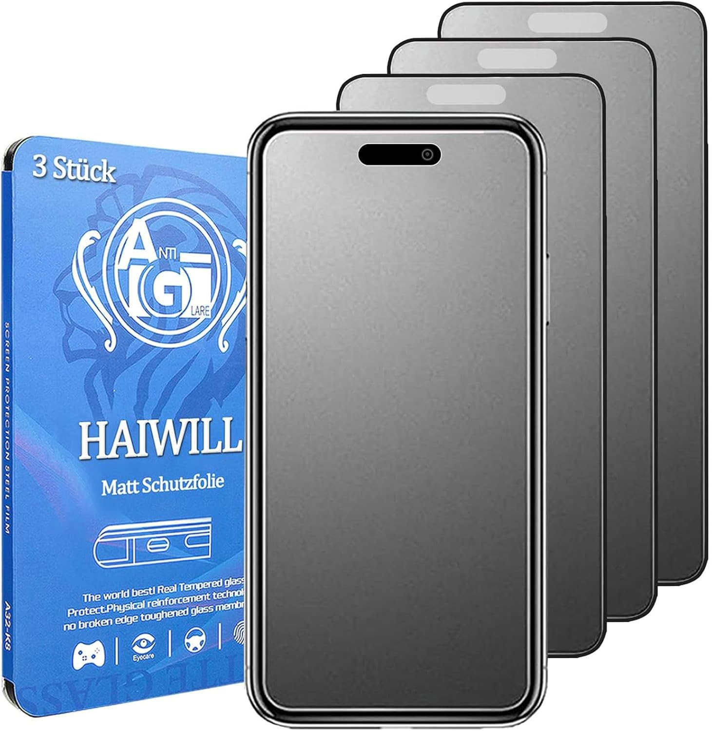 HAIWILL Pack of 3 Matte Screen Protectors for Iphone 17/17 Pro, Anti-Fingerprint, Anti-Reflective, Anti-Scratch Screen Protector, 9H Tempered Glass for Apple 17 Pro/17.6.3 Inches image number 6