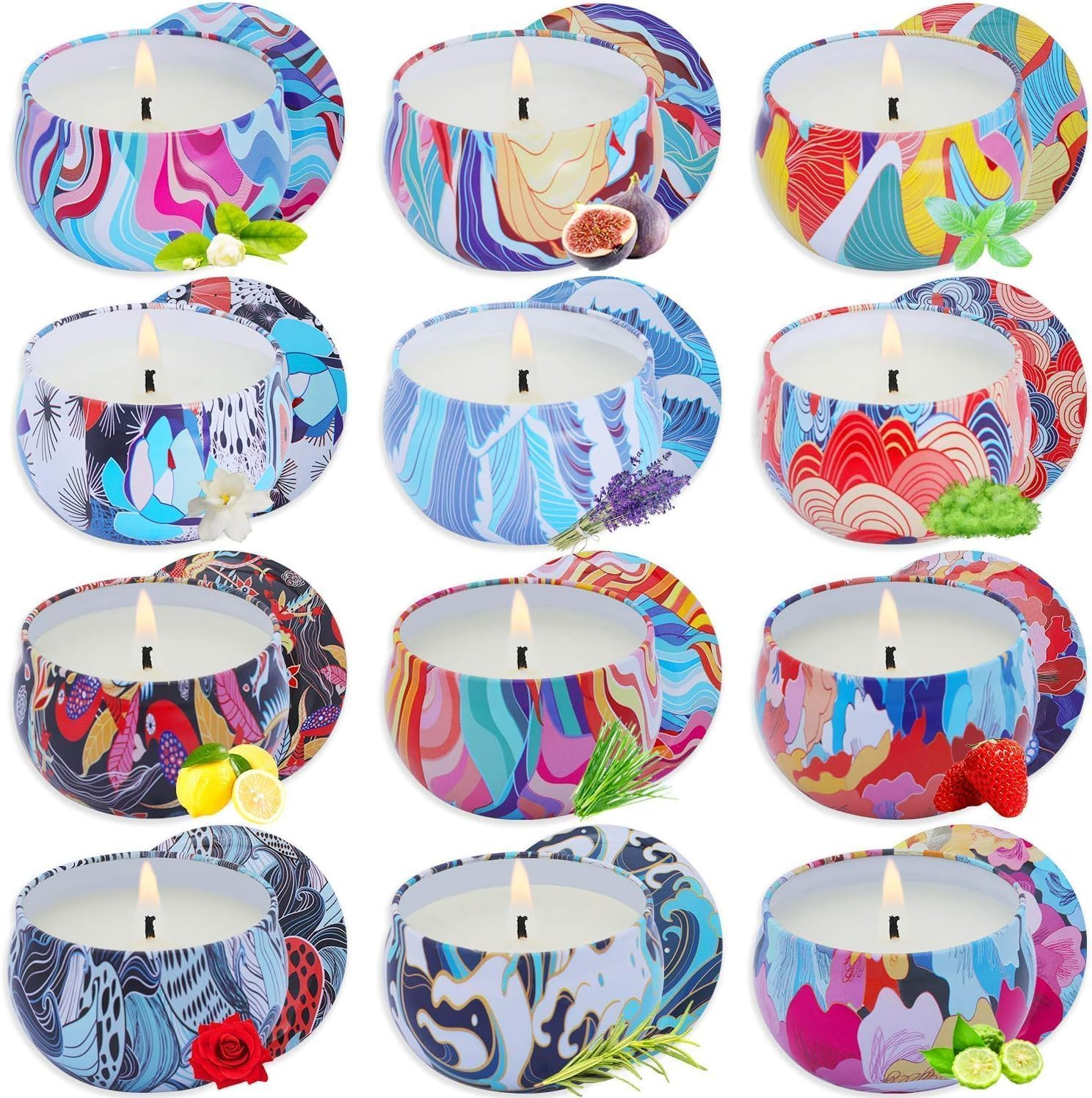 TTRWIN Scented Candles Gift Set,12 Pcs Relaxing Aromatherapy Scented Candles Clearance, Portable Travel Tin Stress Relief Candles for Home Scented, Women, Mother&rsquo;S Day, Christmas