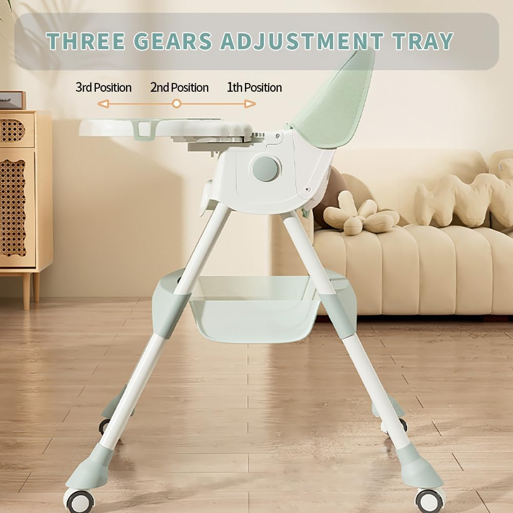 Portable Baby High Chair, 6 in 1 Convertible High Chairs for Babies & Toddlers with 5-Point Safety Harness, Foldable High Chair for Space-Saving, Adjustable Dining Tray, Backrest & Height image number 4