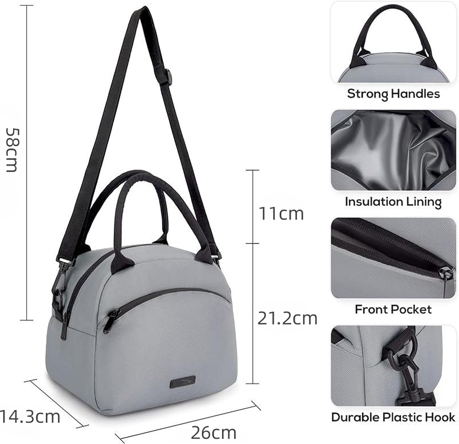 Lunch Bag Women Insulated Lunch Bag for Men Waterproof Lunch Cooler Bag Insulated Lunch Box for Women Portable Reusable Lunch Bag,With Adjustable Straps Can Be Used for Work,Picnic (Grey)
