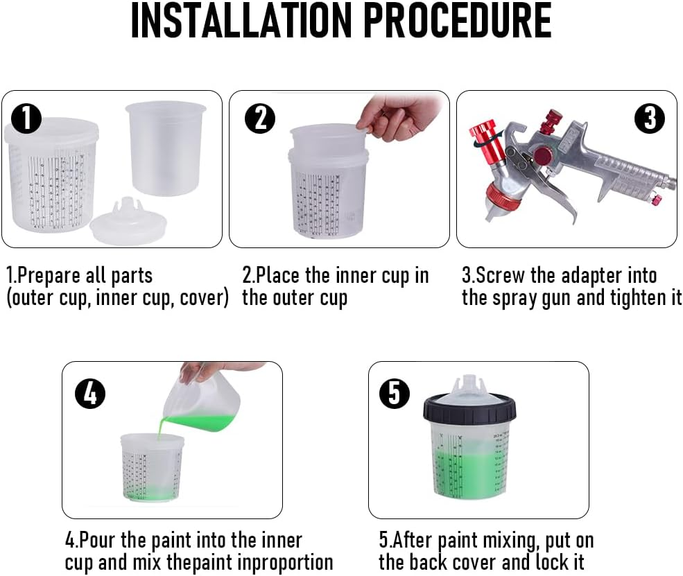 Alston HVLP Air Spray Gun Paint Gun 600CC Gravity Feed Cup Painting Tool with 3 Nozzle 1.4Mm 1.7Mm 2Mm Tips for Wall Fencing Decking Painting image number 1