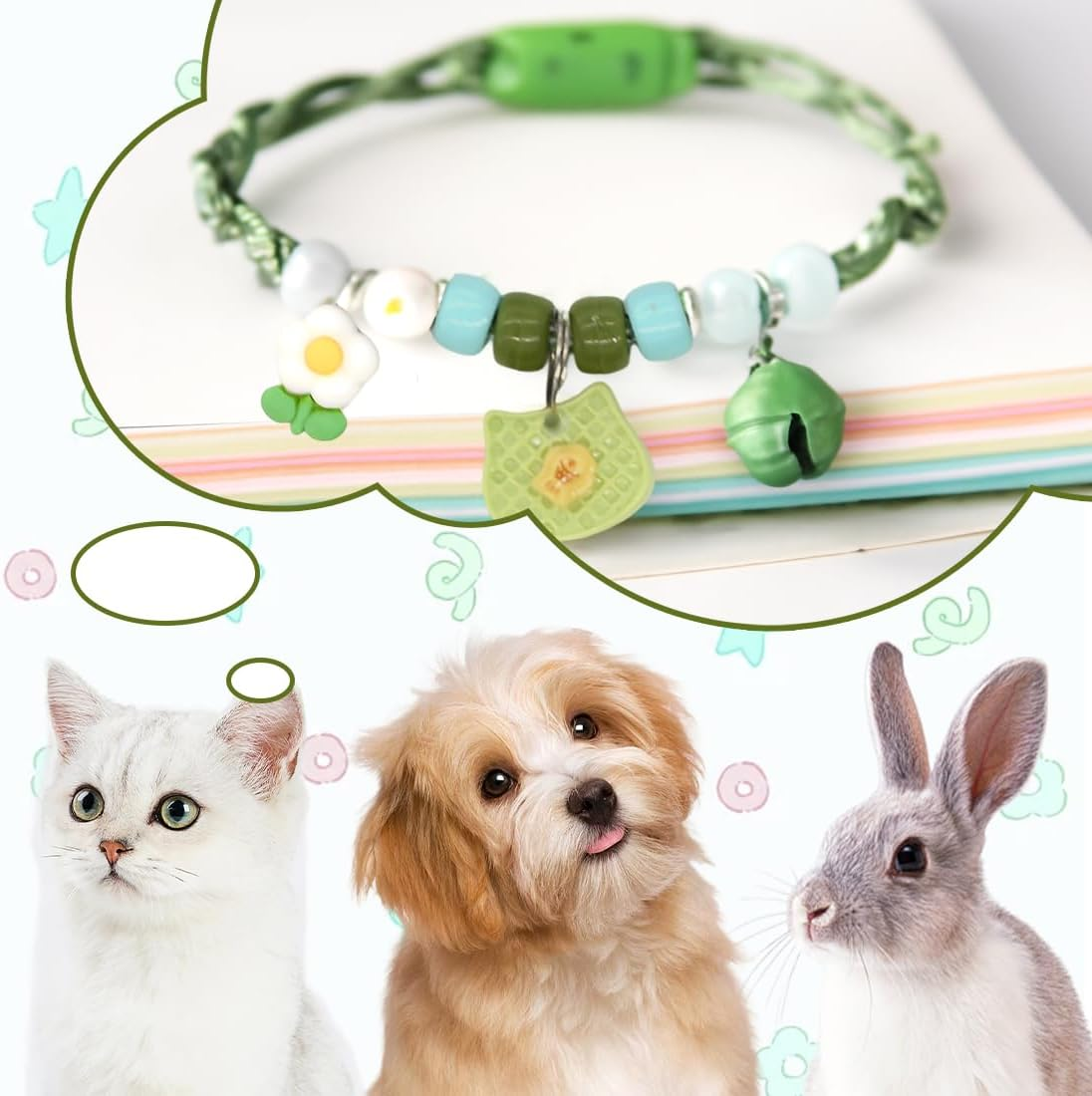 Kitten Collars with Bells, Personalised Pet Accessories, Adjustable Collars for Girls and Boys, Collars, Cat Collars with Safety Buckles image number 6