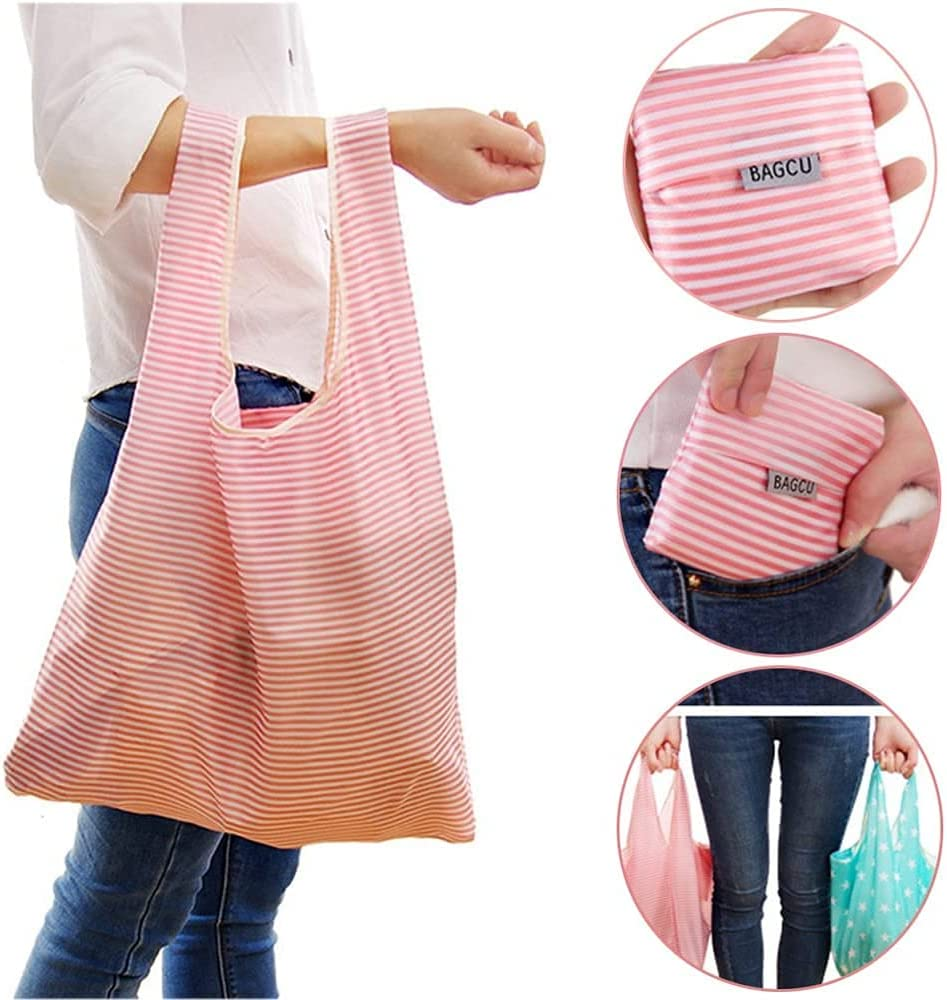 6 Pack Foldable Shopping Bag Portable Reusable Grocery Bags Handy Travel Bags for Household Outdoors