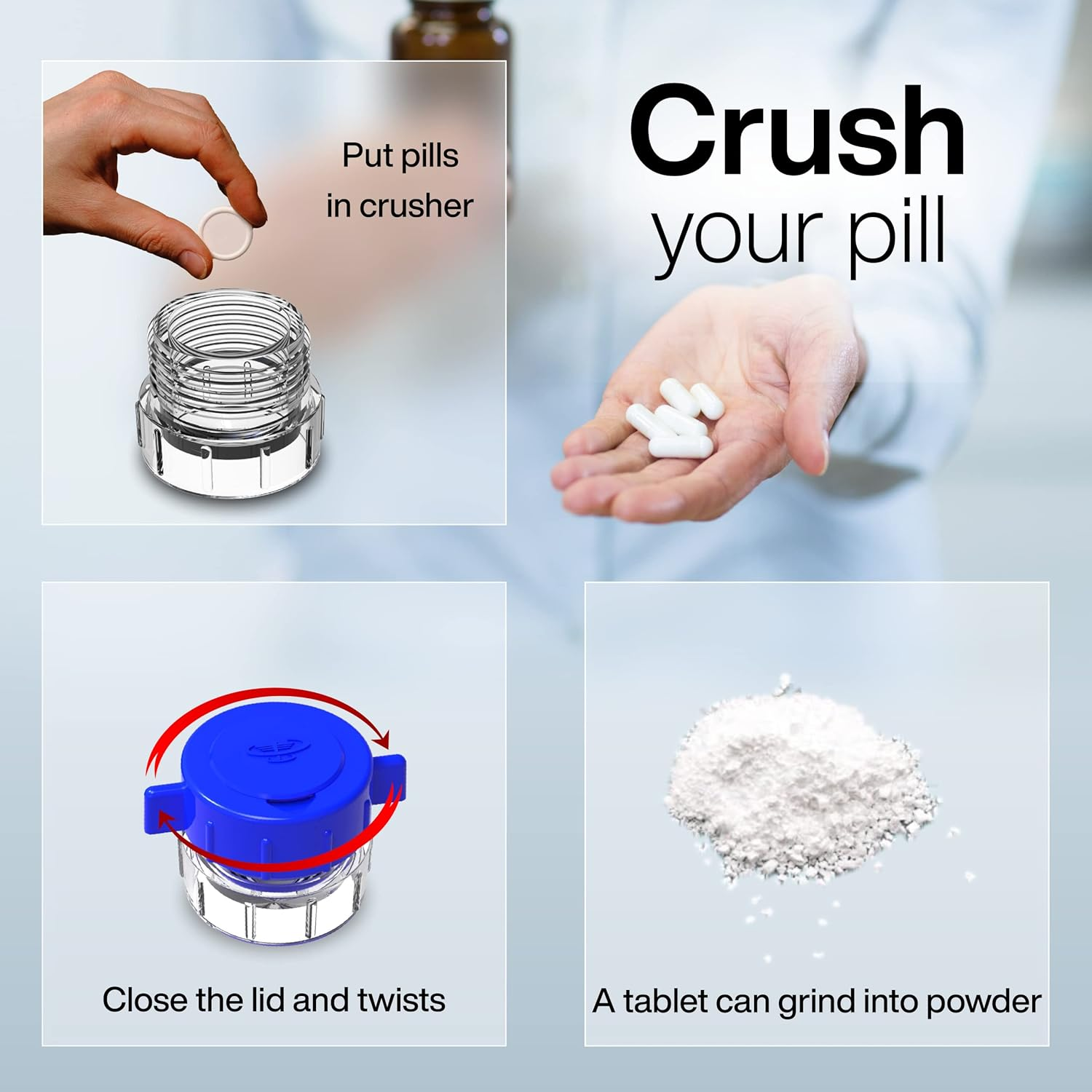 Otica Tablet Crusher Pill Grinder Tablet Pulverizer Medicine Crusher in Powder Form for Great for Feeding Tube Use, Pets or Easier Medicine Intake for Kids (Pack Of, 1) image number 6