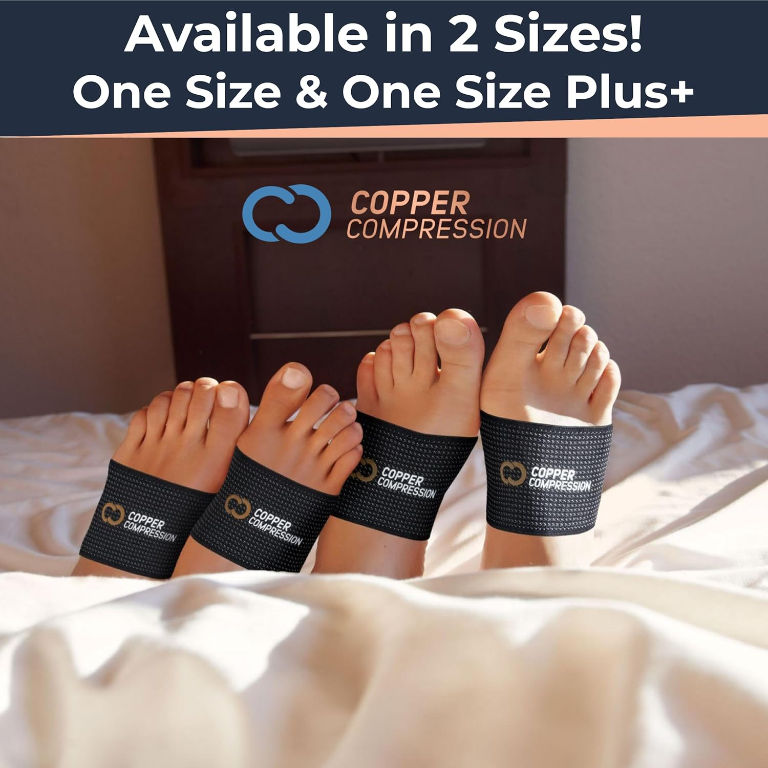 Copper Compression Copper Arch Support - 2 Plantar Fasciitis Braces/Sleeves. GUARANTEED Highest Copper Content. Foot Care, Heel Spurs, Feet Pain, Flat Arches (1 PAIR Black - One Size Fits All) image number 5