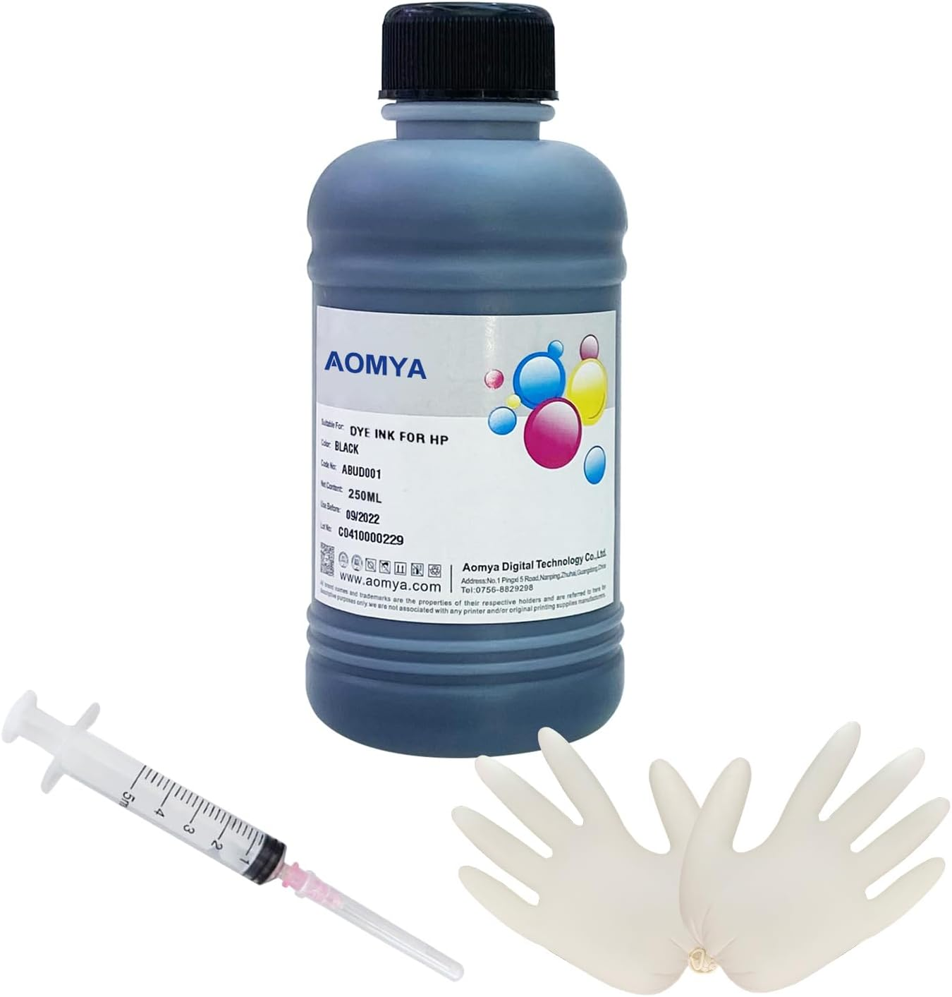 Aomya Compatible HP Black Ink Refill Kit 250Ml Dye Bulk Ink for HP Inkjet Printers Refillable Cartridge CISS CIS System (9 Oz) with Syringe&Glove image number 2