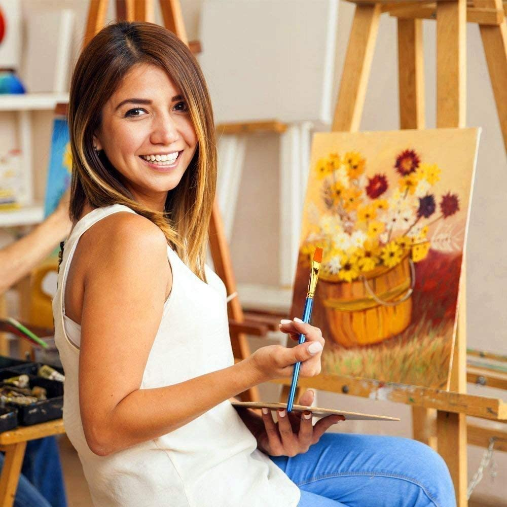 BOSOBO Paint Brushes Set, 2 Pack 20 Pcs round Pointed Tip Paintbrushes Nylon Hair Artist Acrylic Paint Brushes for Acrylic Oil Watercolor, Face Nail Art, Miniature Detailing & Rock Painting, Blue - Blue image number 3