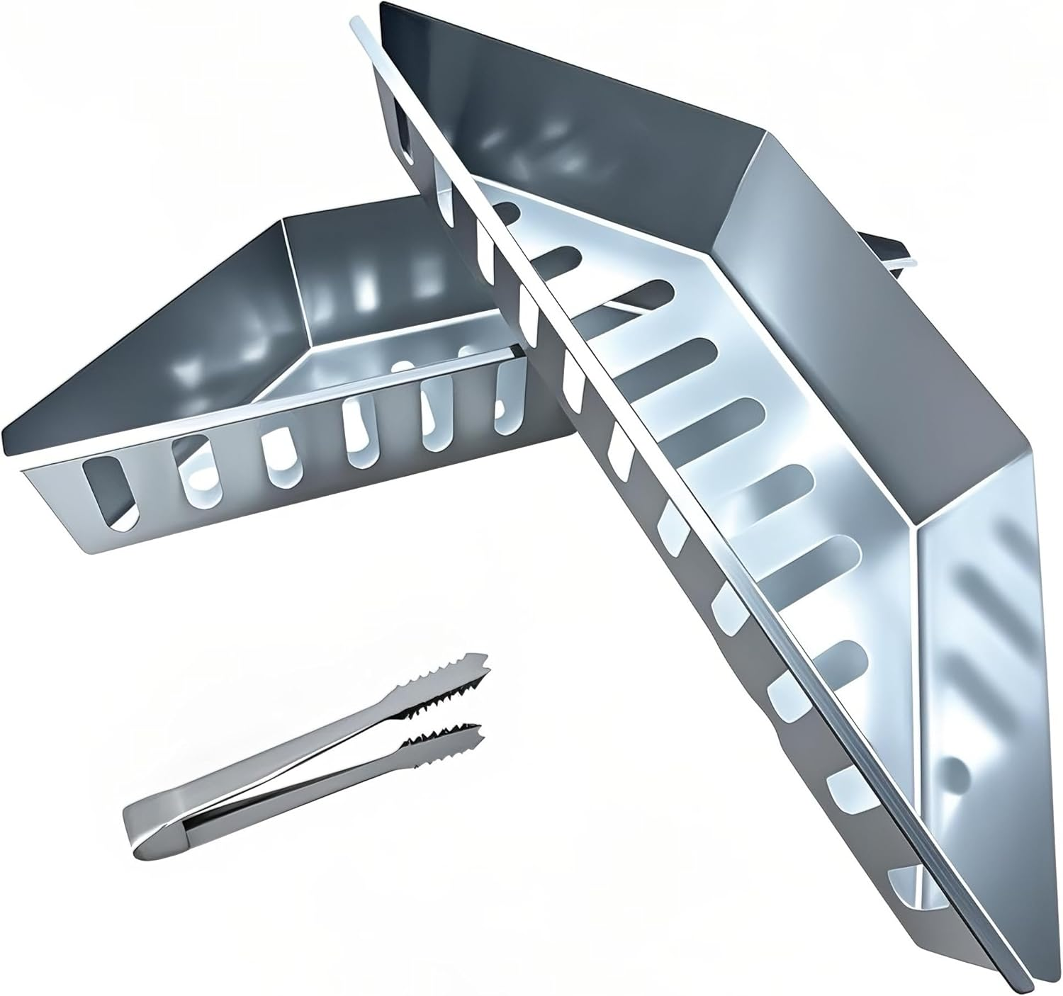 2 Pcs Thickened Charcoal Basket Stainless Steel Char Holder with Mini Tong, Compatible with 22-Inch Weber Charcoal Grills, Charcoal Container Grilling Briquette Baskets image number 3