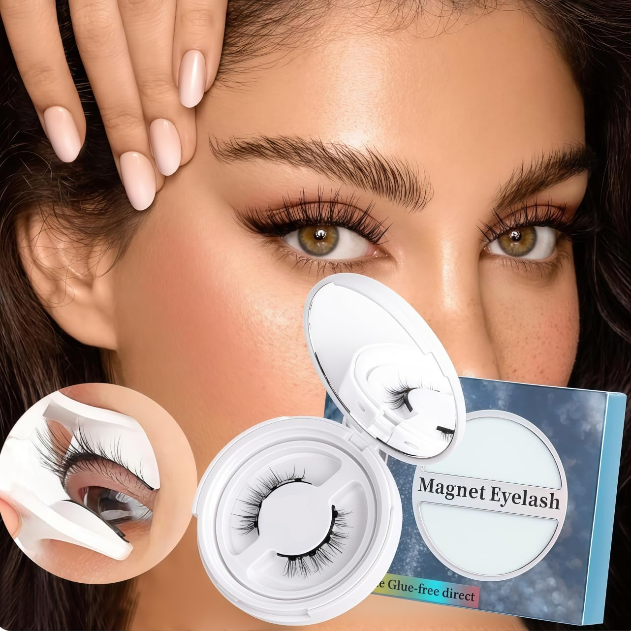 Magnetic False Eyelashes,Magnetic Eyelashes,Long Lasting Reusable with Applicator,Magnetic Lashes,Natural Look No Glue or Eye Liner Needed False Eyelashes Waterproof, Easy to Wear(2 Pairs) image number 3
