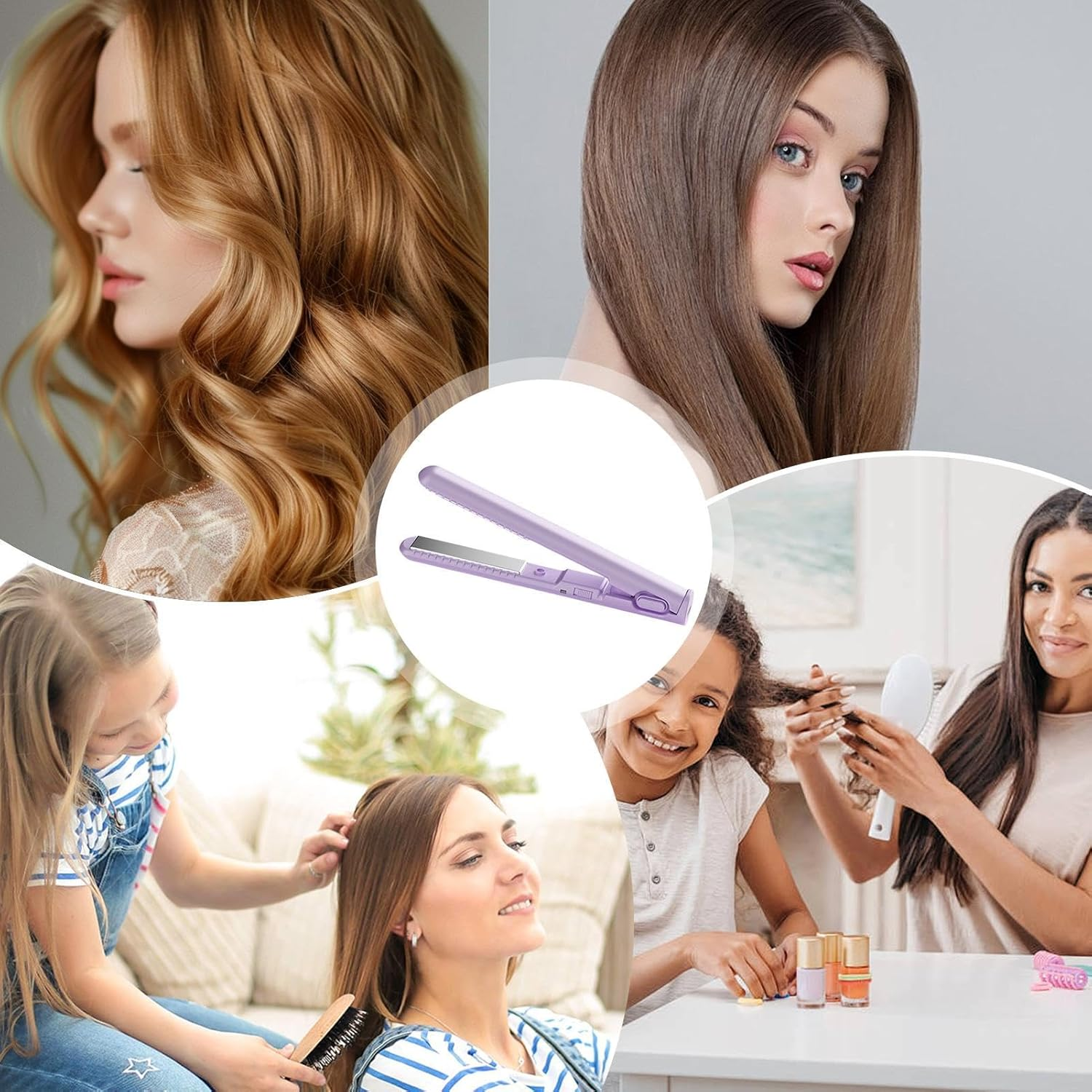 Travel Hair Straightener | Portable Hair Straightener, Cordless Curling Iron,Usb Charging 2-In-1 Curling Wand & Flat Iron, Fast Heating Hair Styling Tool for Short and Long Hair image number 2