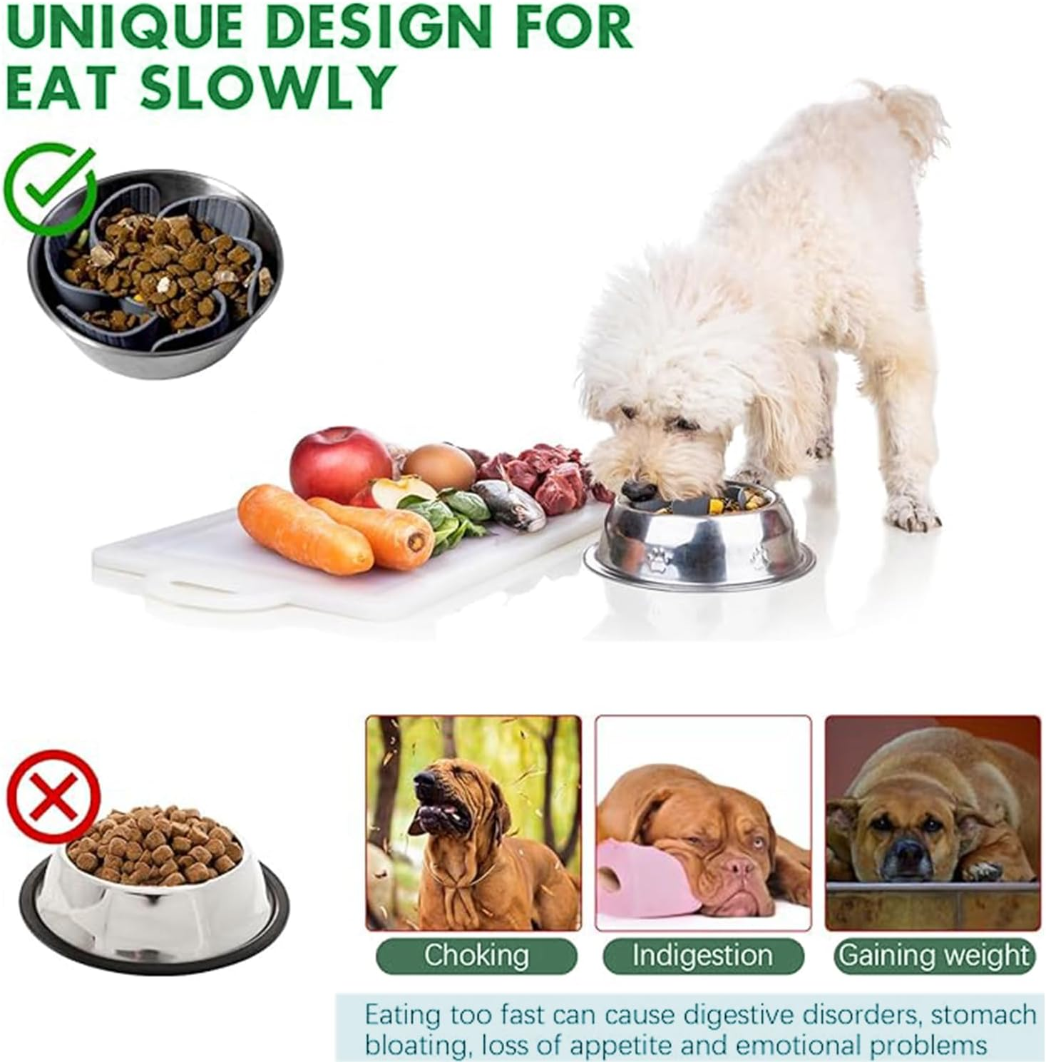 Roczential Slow Feeder Dog Bowl Insert, Flower Shaped Slow Feeder Insert with Strong Suction Cup, Suitable for Medium and Large Dogs, Slows down Eating Speed image number 6