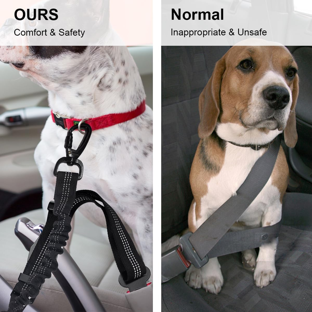 Ruayia Seat Belt Dog Car 3-In-1, Car Dog Buckle with Elastic Shock Absorption, Thick Zinc Alloy, Double Secure Bolt Hook and Double Buckle, Black image number 3