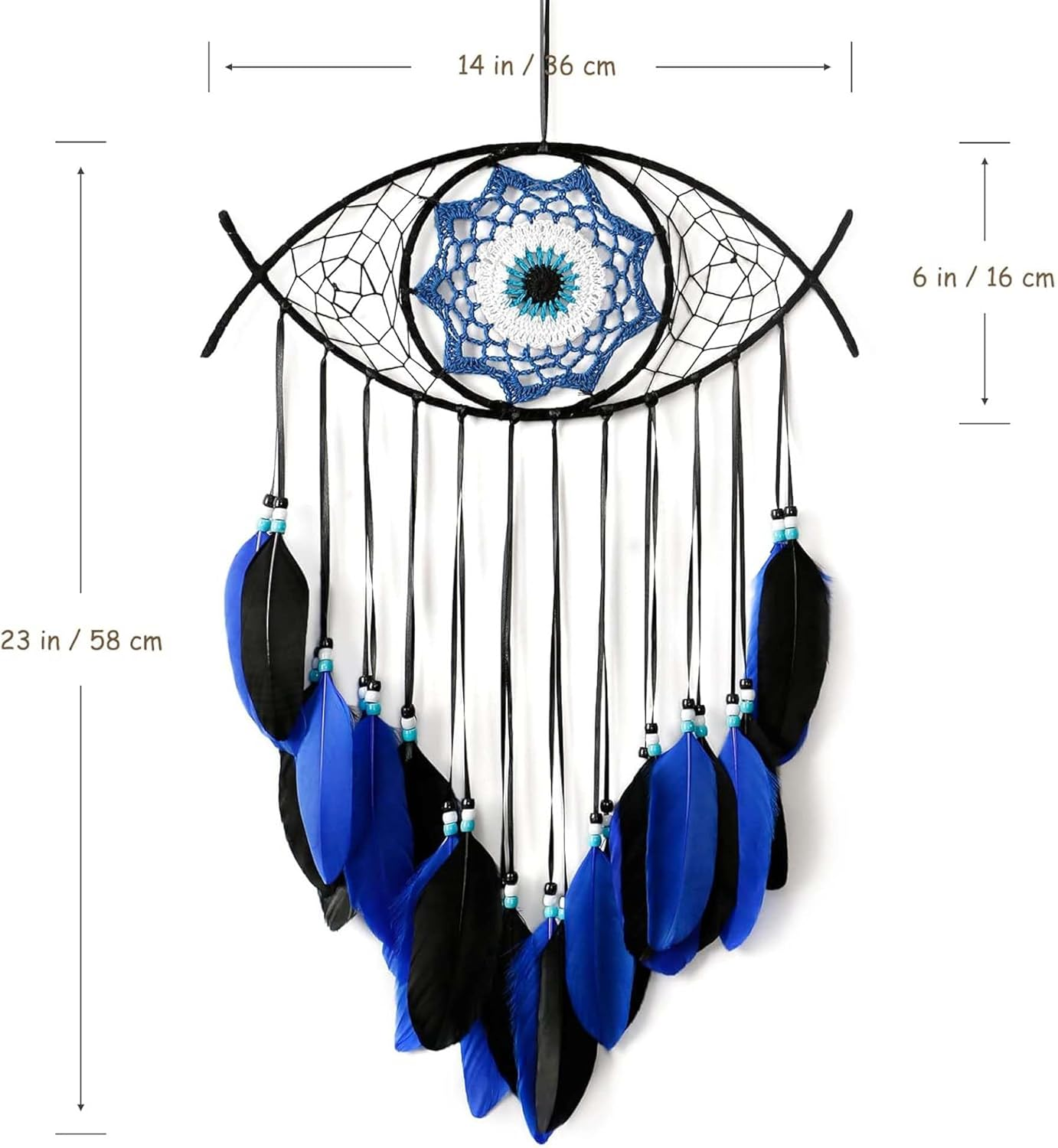 Evil Eye Dream Catcher - Handmade Feather Wall Hanging Decor for Protection, Good Luck & Home Blessing image number 4