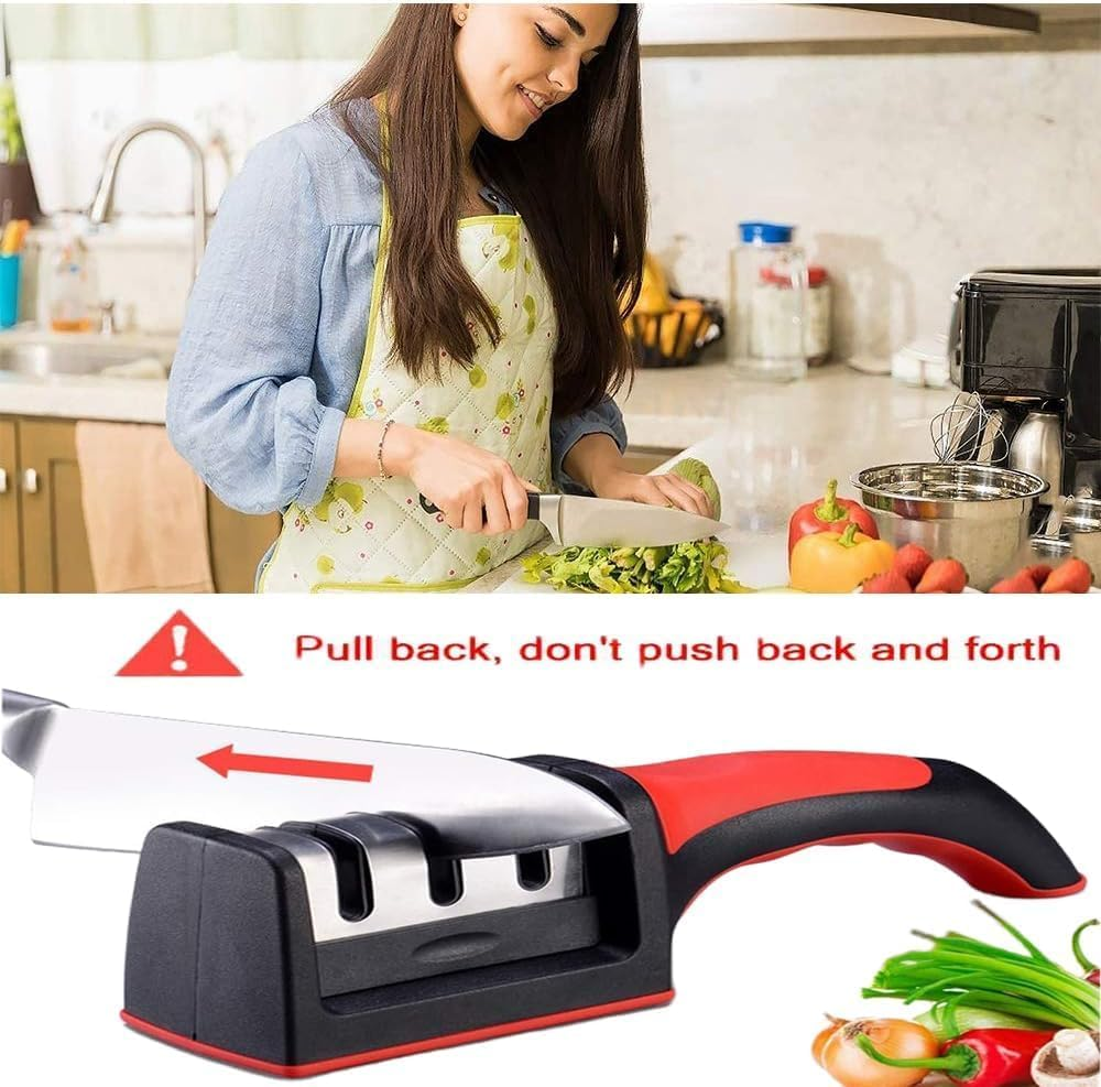 4-In-1 Knife Sharpener with Safety Gloves &ndash; Ultimate Sharpening Tool for Ceramic, Steel Knives & Scissors image number 3