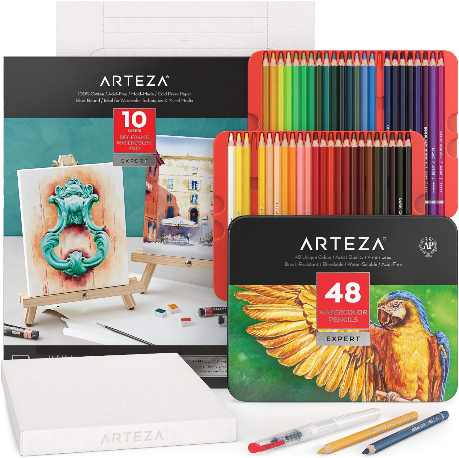 ARTEZA Mixed Media Paper Foldable Canvas Pad, 7X8.6 Inches, 20 Sheets, DIY Frame, Heavyweight Multimedia Paper, 228 Lb, 370 GSM, Acid-Free, Wood Pulp Canvas Pad for Painting & Mixed Media Art image number 6