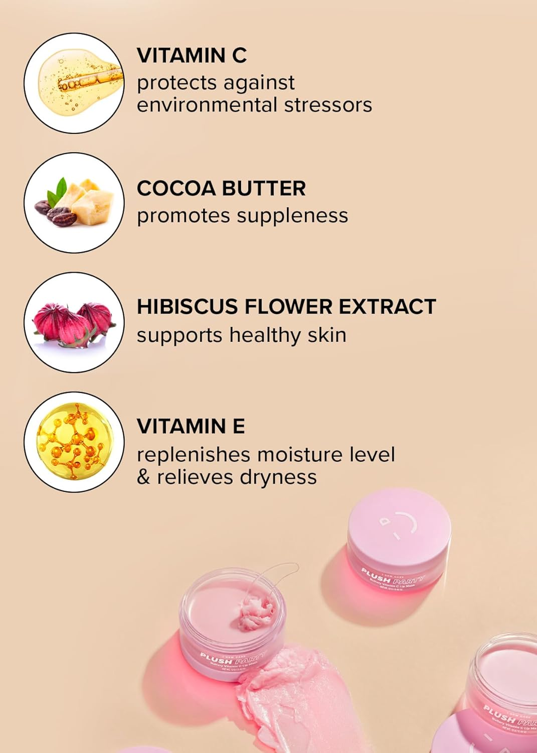 I Dew Care Buttery Vitamin C Lip Sleeping Mask | Plush Party Glass Lip Moisturizing Balm, with Cocoa Butter for Dry Lips, 0.42 Oz image number 3