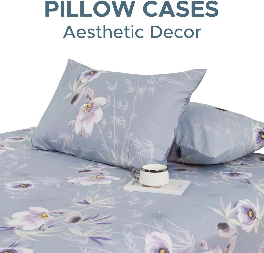 Essina Double Bed Sheets &ndash; 4 Pcs Double Bed Sheet Set - Deep Pocket Fitted Sheet &ndash;Double Bed Sheet Set Cotton 620 Thread Count &ndash; Luxury Cotton Bed Sheets Double &ndash; Violas image number 1