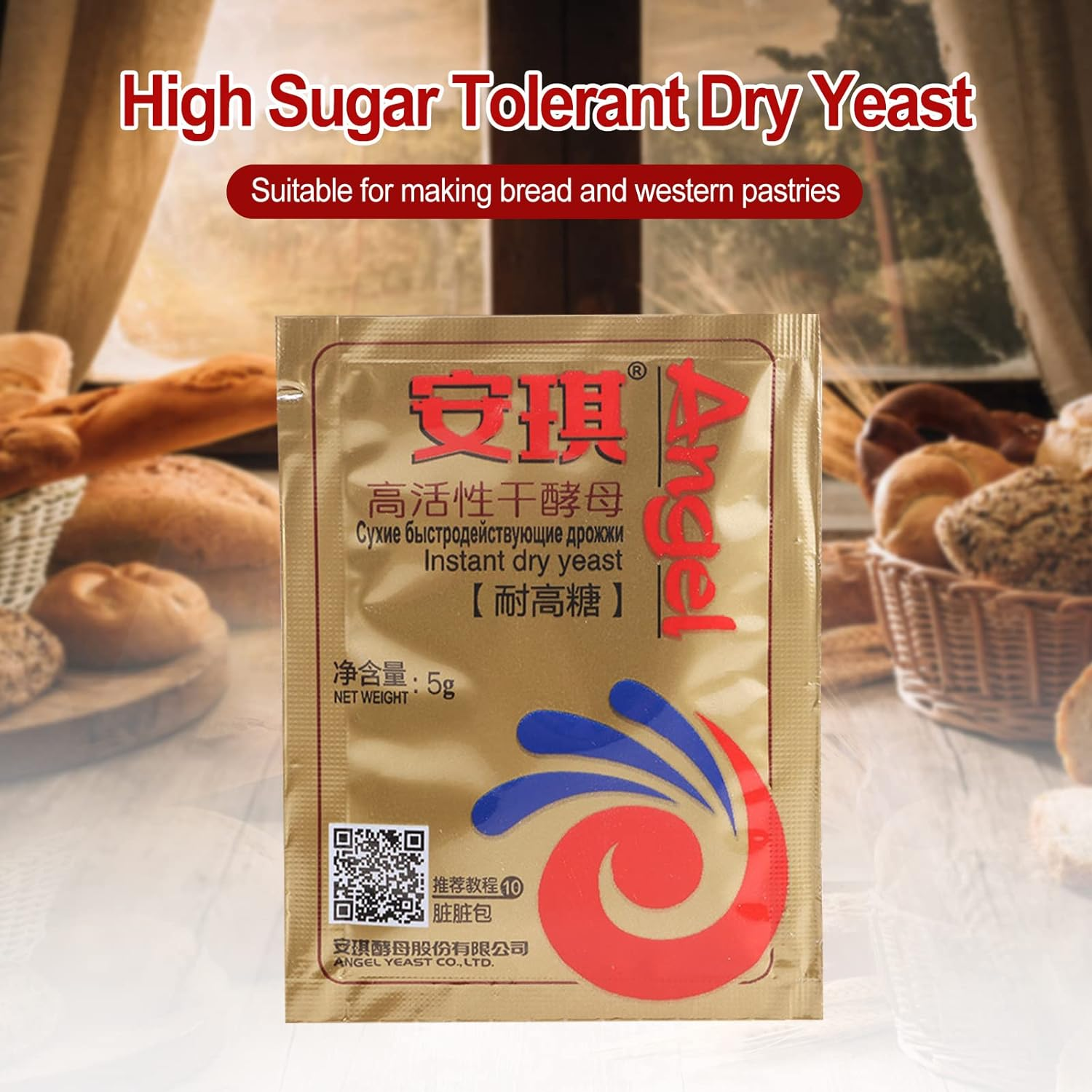 Dry Yeast for Baking Bread,Low Sugar Instant Dry Yeast | Baking Ingredients for Making Bread, Pizza, Dough, Crusts, Cake, Steamed Buns, Baking Accessories, 5G Borato image number 1