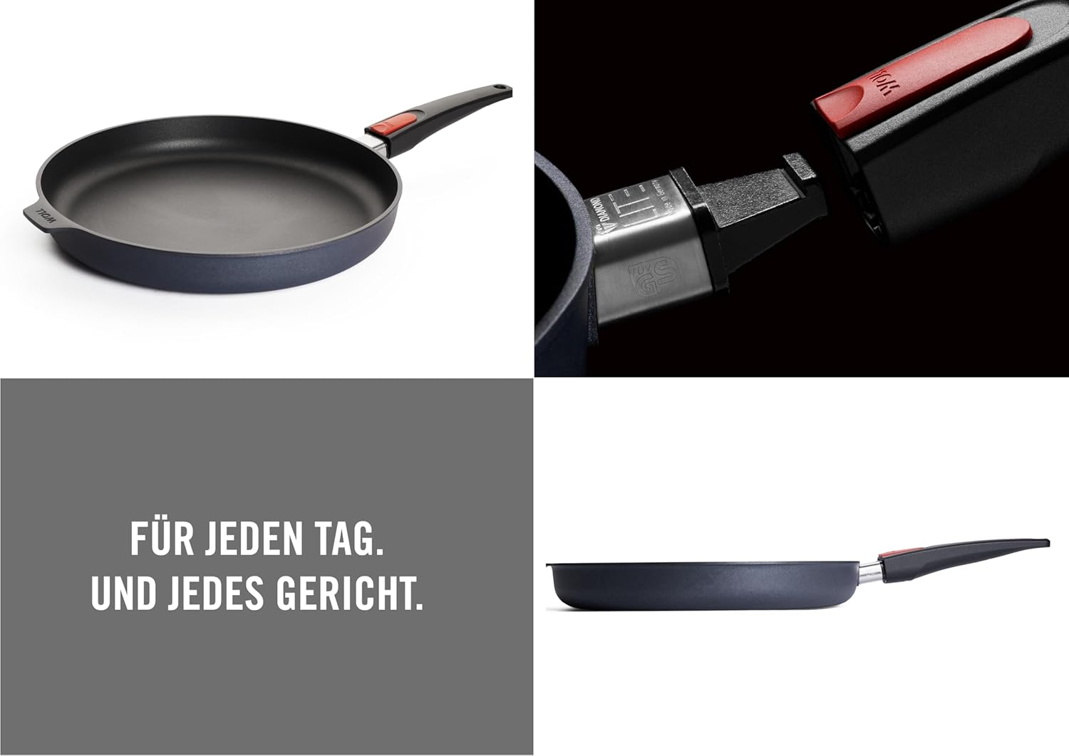 Woll Diamond Lite Flat Pan Inductive Diameter 30 Cm Height 5 Cm with Removable Handle Suitable for All Hob Types Cast Aluminium Non-Stick Coating Oven-Proof Anthracite image number 2