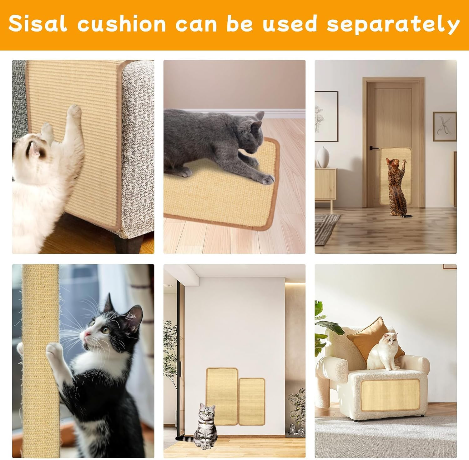 Cozioz Wooden Cat Scratching Ramp with Sisal Surface, Durable Scratch Board and Post Combo for Indoor Cats and Kittens, Includes Interactive Wood Cat Teaser Toy image number 1
